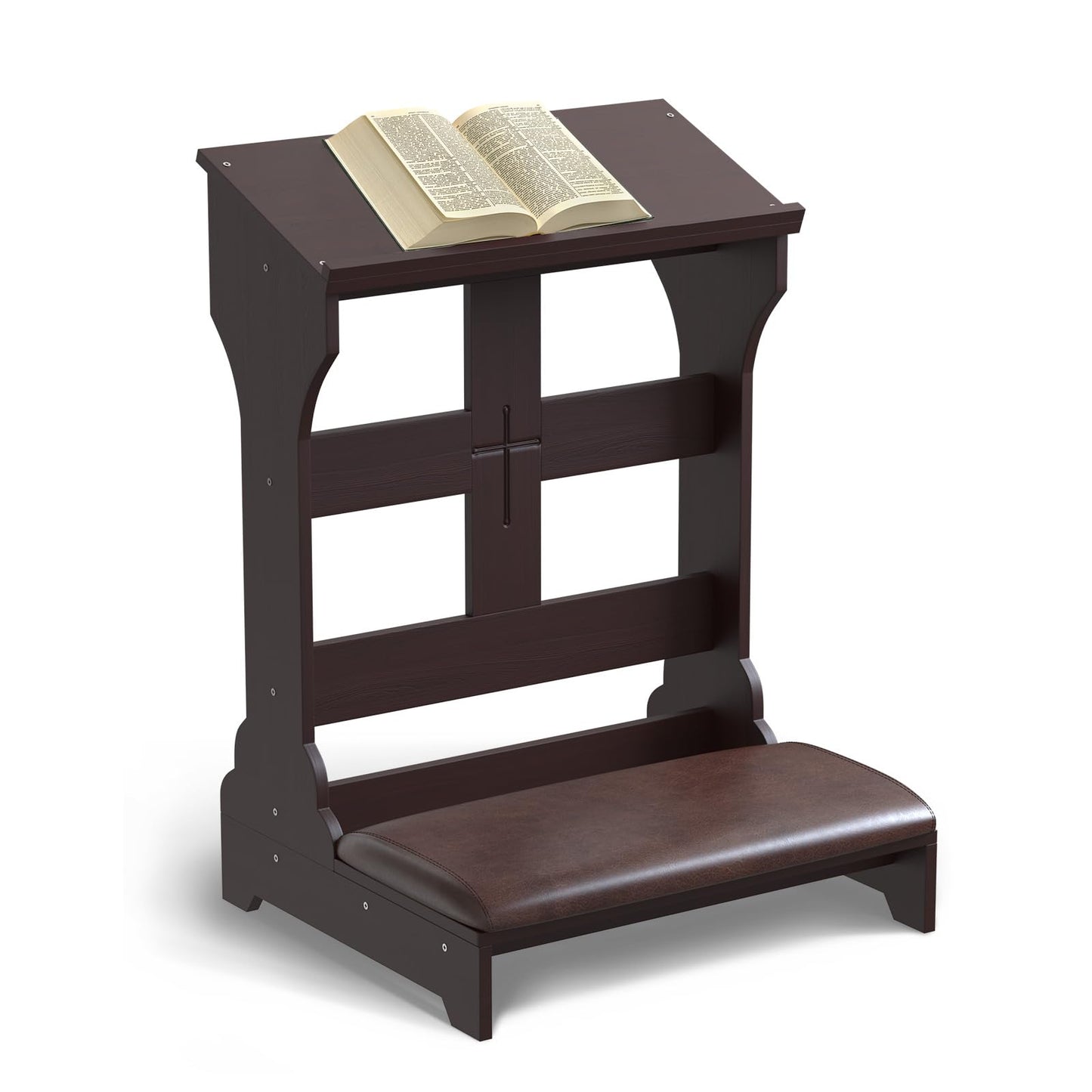 lukar Prayer Kneeler Bench, Wooden Kneelers for Praying with Cushion Pad, Prayer Bench Stool for Kneeling at Home, Kneeling Chair Shelf for Church Prayer Bench Table with Shelf