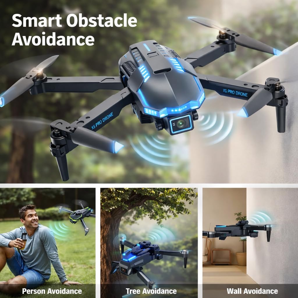 Drone with Camera 1080P with Brushless Motor Mini Drone for Beginner, Long Fly Time, One Key Start, Headless Mode, 2 Batteries, RC Quadcopter Helicopter Toy Gifts for Teen Boys and Girls