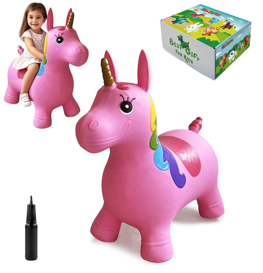 HotMax Unicorn Bouncy Horse Toys for 2 Year Old Girl, Toddlers Bouncing Animals, Ride on Rubber Jumping Toys for Baby Girl or Boy 1st Birthday Gift for 2 3 4 Year Old (Pink Unicorn)
