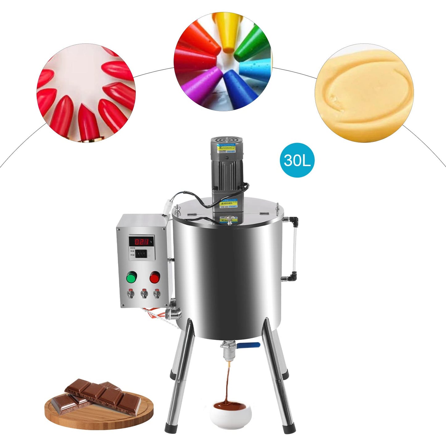 30L 8Gal Heating Mixing Filling Machine, Liquid Paste Lipstick Filler, Stirring Tank for Dissolving & Filling Creams & Liquids (8 Gal/30L)