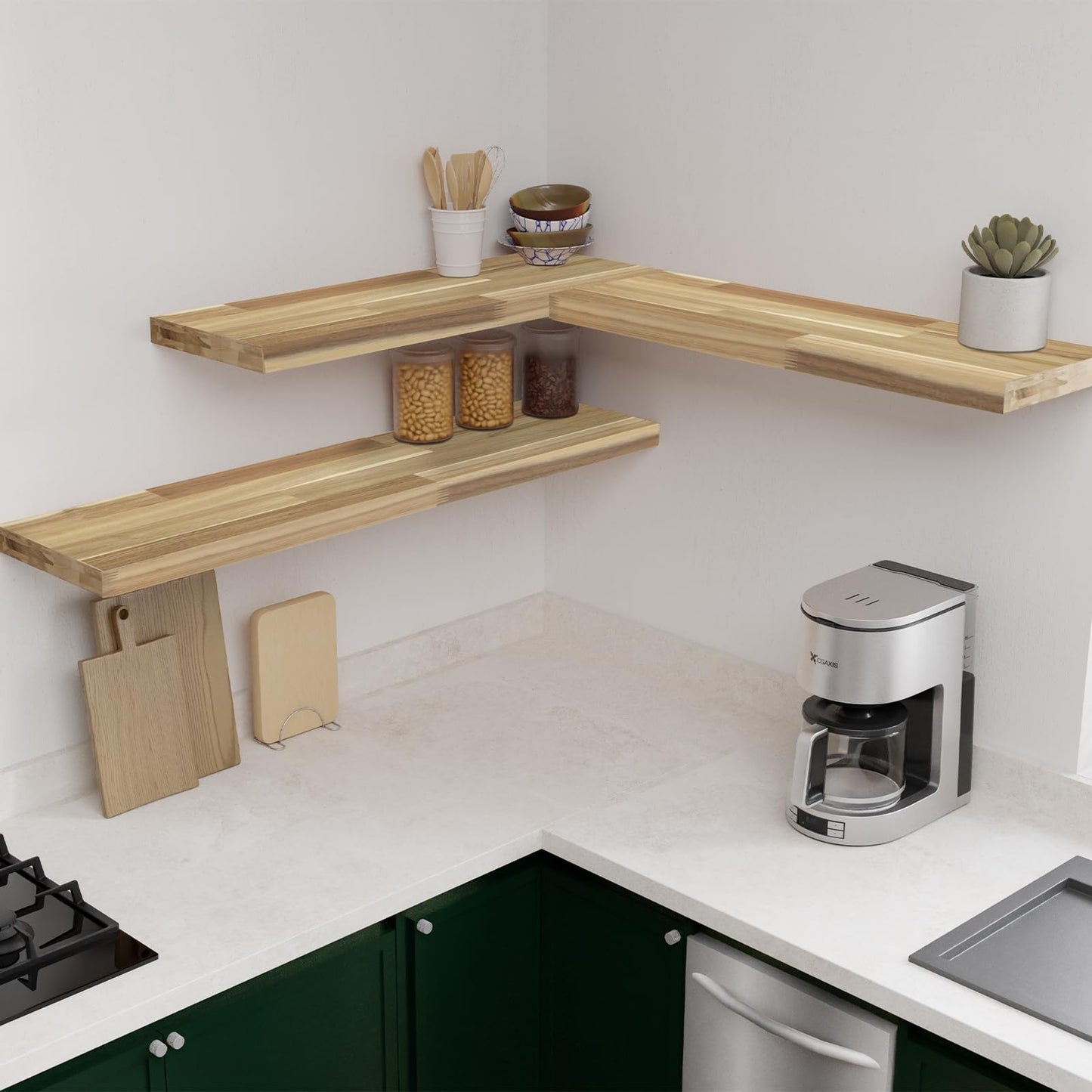Howizz Acacia Butcher Block Shelf 12" x 36" x 1.5" Inches, Unfinished Solid Wood Shelf Board, Wooden Plank Board