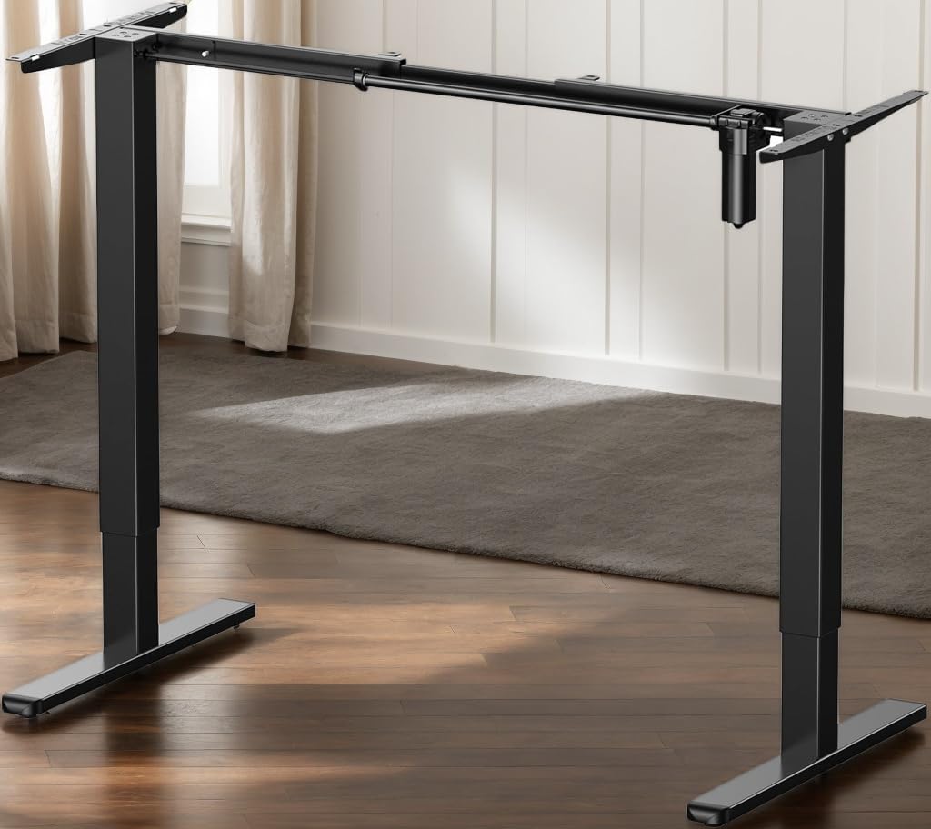ErGear Electric Stand up Desk Frame,4 Memory Height Settings Height Adjustable Table Legs, Sit Stand Desk Frame Up to 47.2" , Ergonomic Standing Desk Base Workstation, Black Frame Only