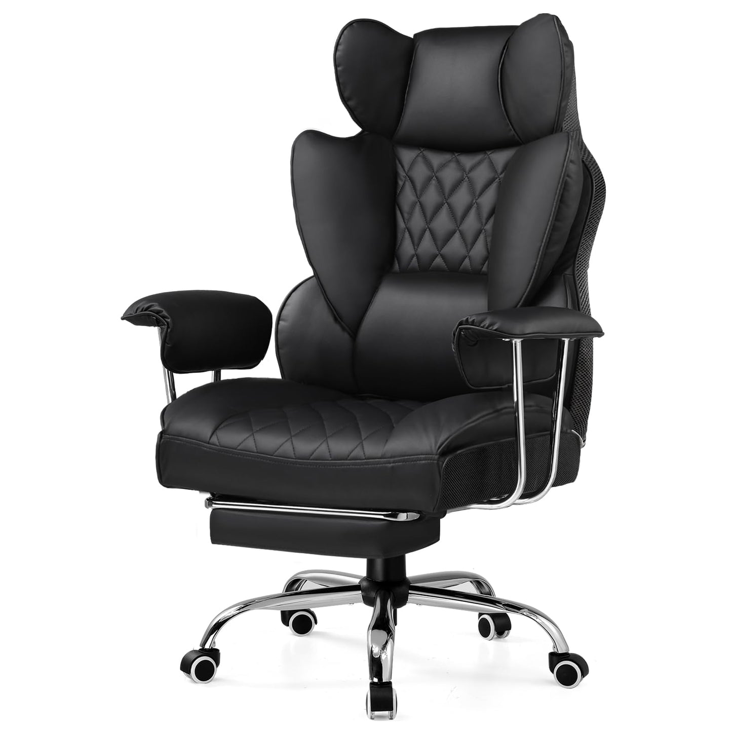 GTPLAYER Gaming Chair,Office Chair with Pocket Spring Lumbar Support, Ergonomic Comfortable Wide Office Desk Computer Chair with Outward Fixed Soft Armrests and Footrest (PU Leather, Black)