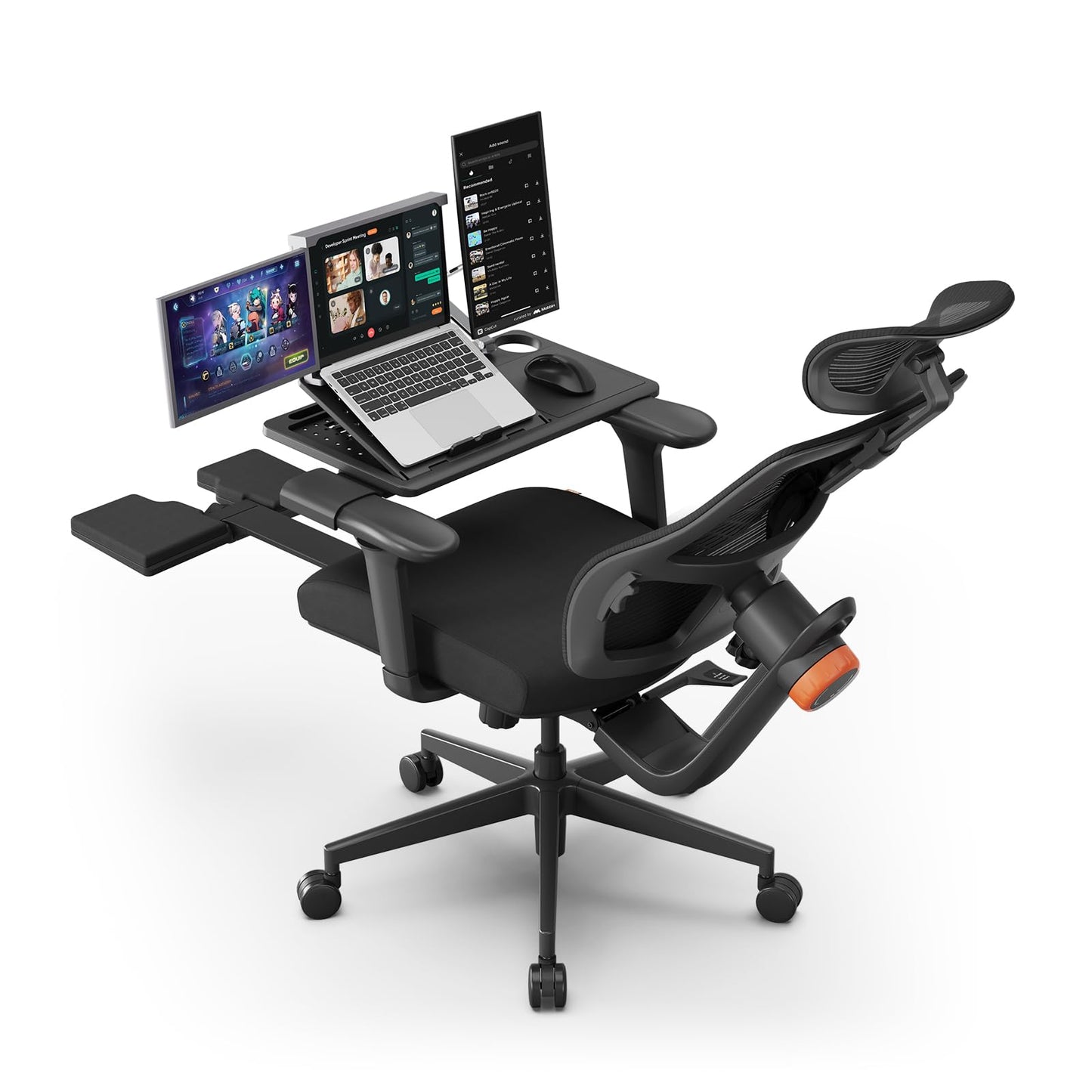 Newtral Office Chair Ergonomic with Footrest, Auto-Following Lumbar Support, High Back Desk Chair with 4D Armrest,136° Tilt Lock, Adjustable Seat Depth & Height (Upgrade with Laptop Tray, Black)