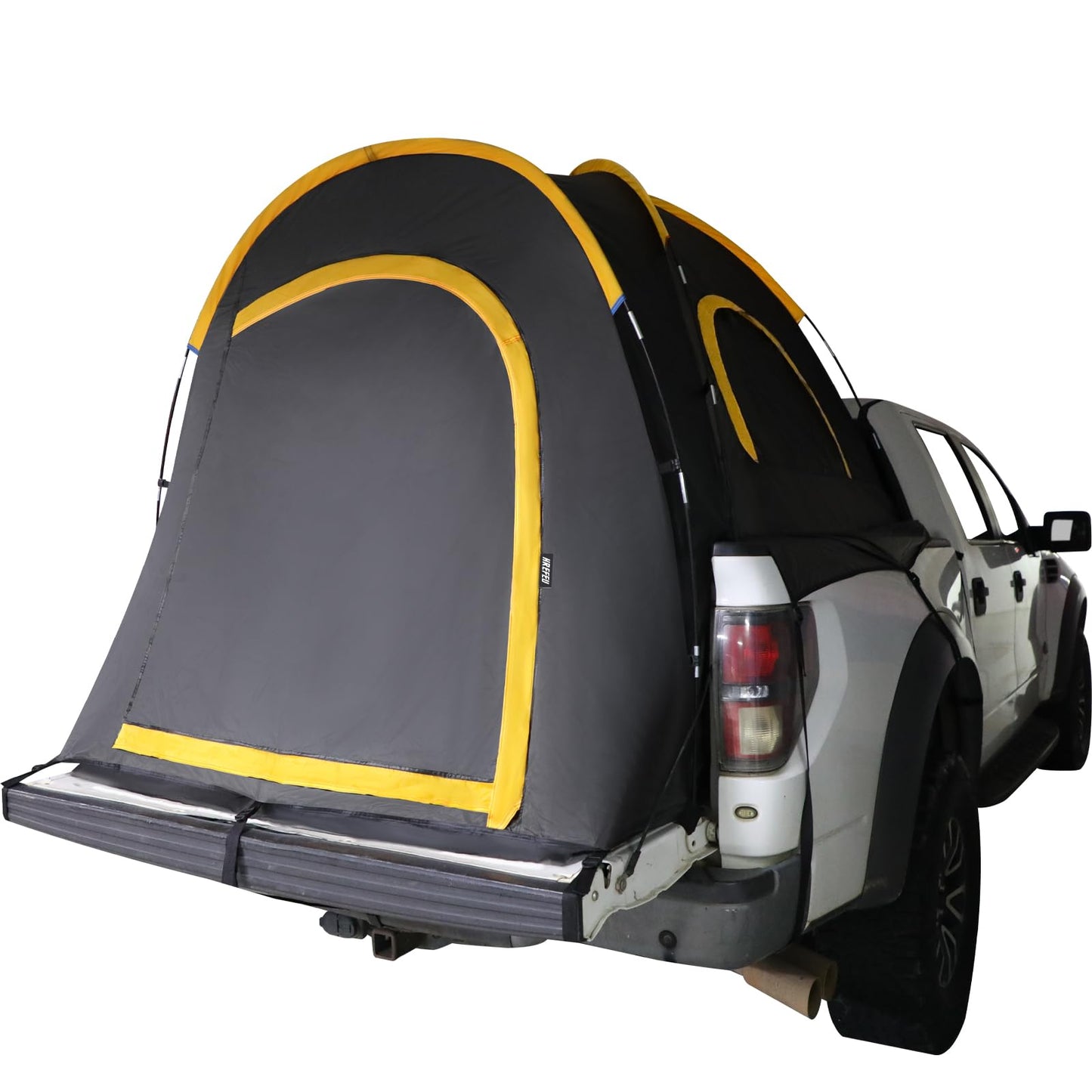 HREFEU Pickup Truck Blackout Tent, Portable Truck Bed Tent for Camping, Waterproof PU2000mm Double Layer for 2 Person, Compact and Full Size Regular Bed Long Bed (Black) (5.0-5.2)