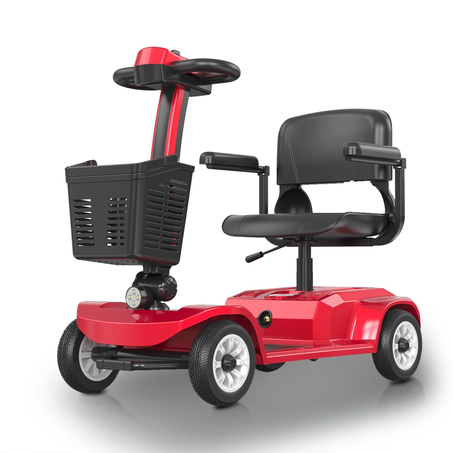 4 Wheel Mobility Scooter for Seniors & Adults，22 Miles Range，Foldable Powered Electric Wheelchair Device w/2 Lithium Batteries All Terrain Motorized Scooter Airline Approved (Red)