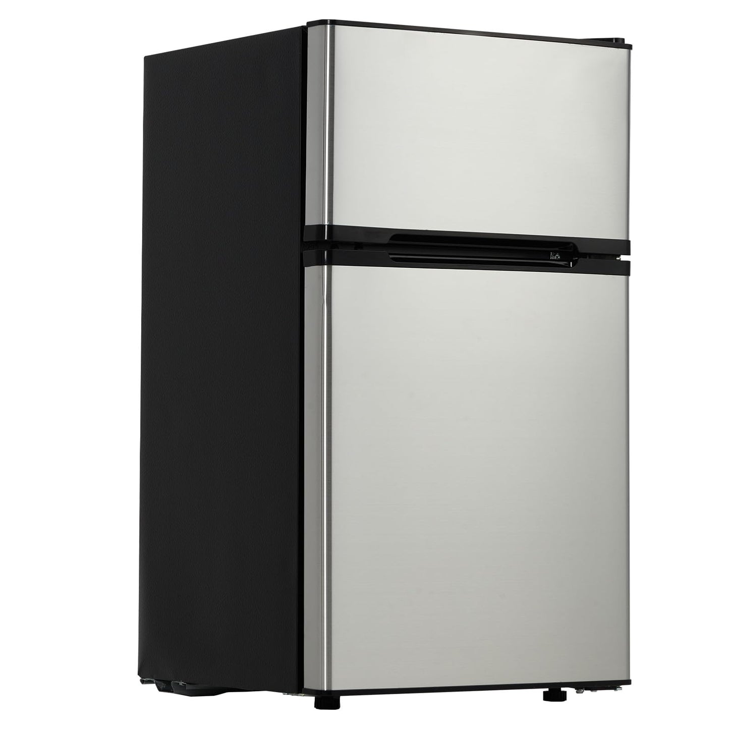 IDEALHOUSE Double Door Mini Fridge with Freezer, 3.1 Cu.Ft - Stainless Steel Compact Refrigerator, Adjustable Thermostat, Removable Glass Shelves for Small Spaces, Dorm, Apartment