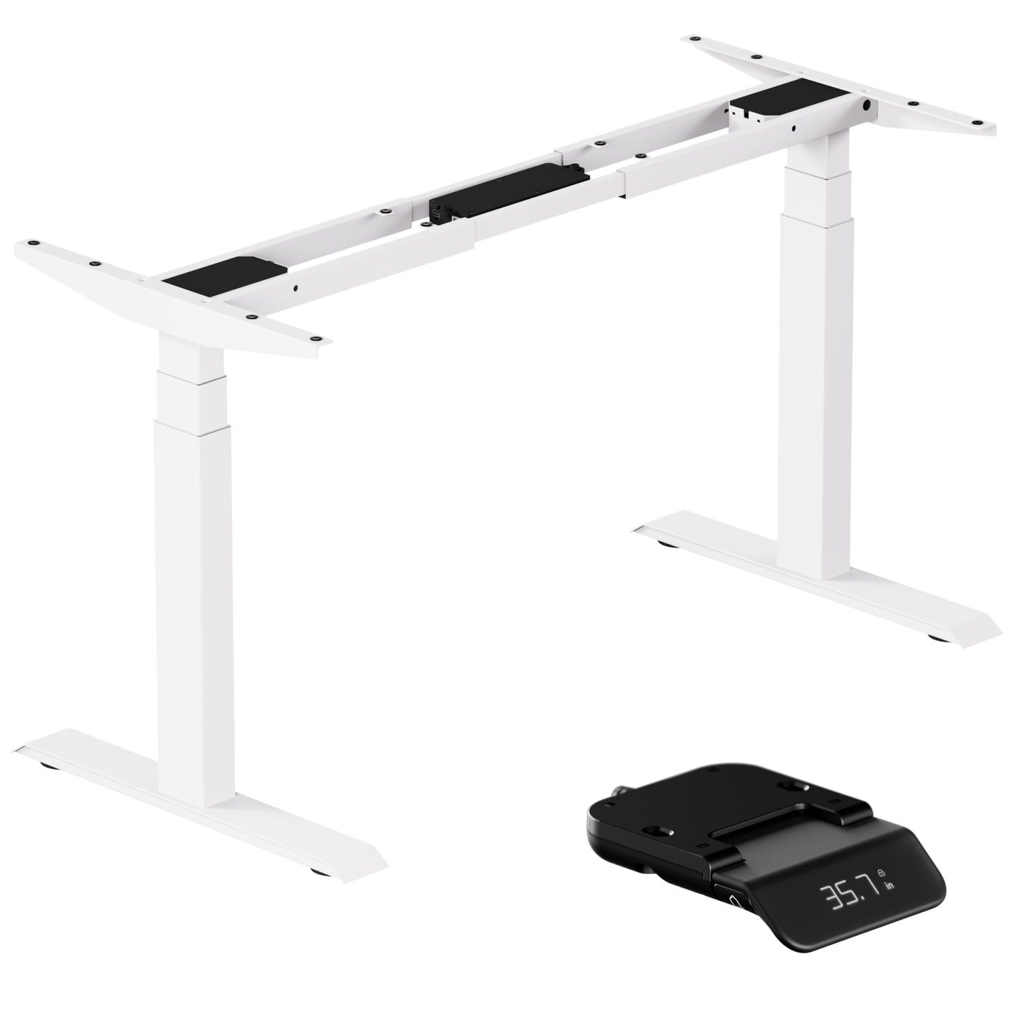 Standing Desk Frame 3 Stages with Smart Paddle Controller.Gyroscope Sensitive to collisions.Heavy Duty Adjustable Desk Frame for 40 to 72 inch Table Tops,Dual Motor,Load 275 lbs.White