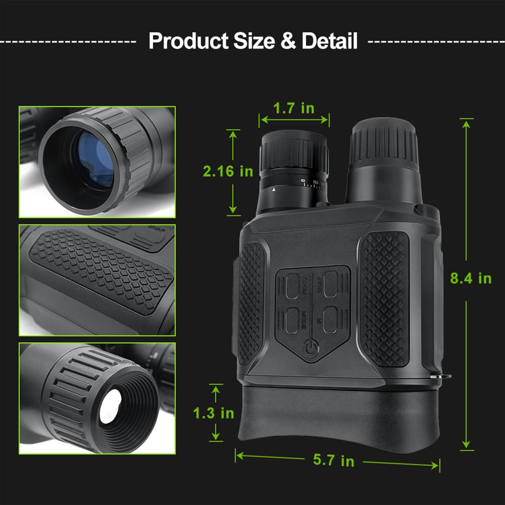 Bestguarder Digital Night Vision Binoculars Day Night use with Camera & Camcorder Function Takes Photo & Video from 400m/1300ft for Camping Farm Monitor Night Vision Goggles