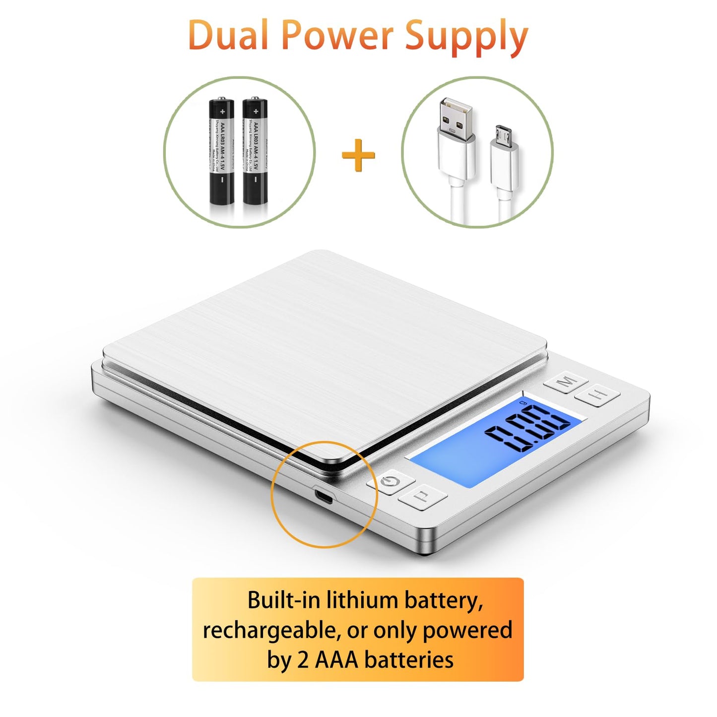 BOMATA 0.01g Small Digital Gram Scale, USB Rechargeable, Upgraded 1kg Jewelry Scale with Larger Display and Hold Function, High Precision, Grams and oz for Herb, Coin, Powder, Gold, Yeast, Kitchen