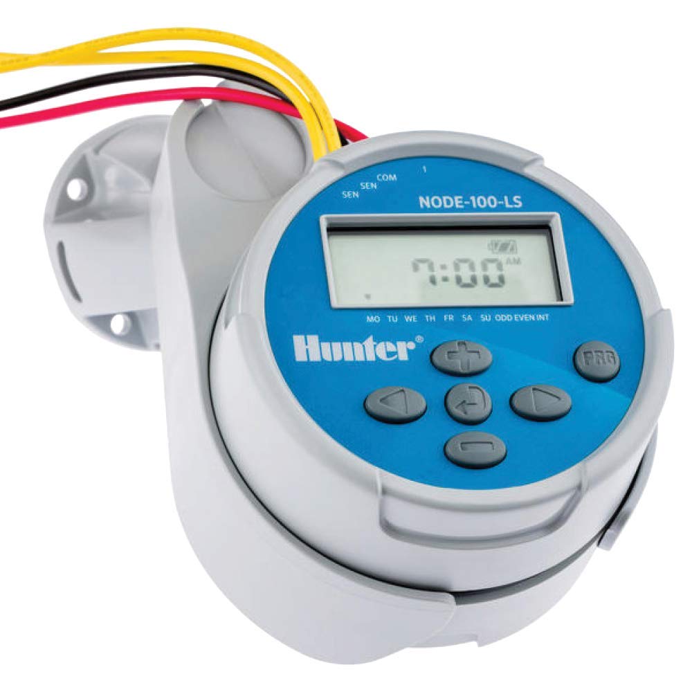 Hunter Node 100 Battery Operated Sprinkler Timer with Solenoid, Waterproof Irrigation Controller for Valves, Wireless, Outdoor, Easy Install, No Wiring Needed for Drip or Remote Systems