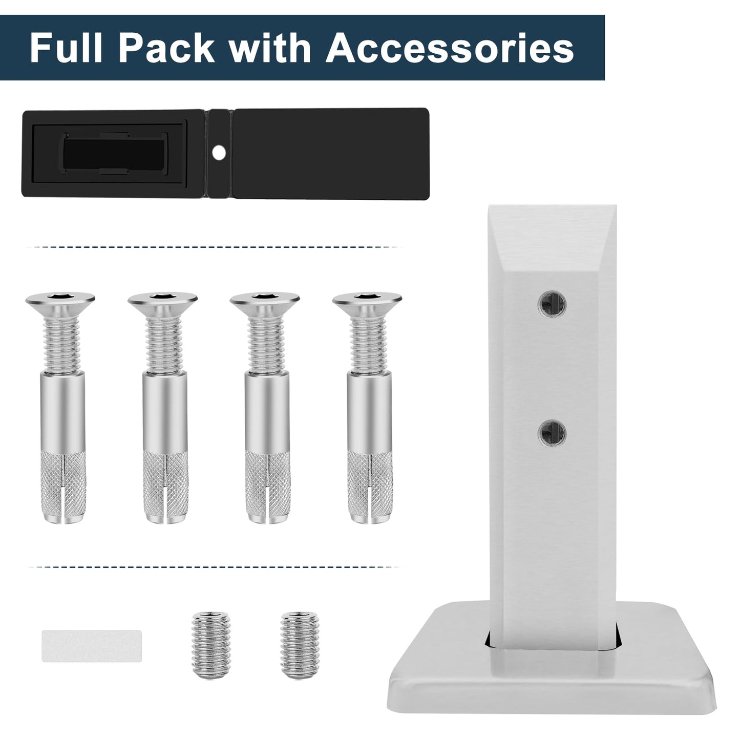 LukLoy 2 Pack Glass Railing Spigots, 304 Stainless Steel Glass Railing Clamp Brackets Pool Fence Spigot Brackets Glass Railing Post (2 Pack, Each NW 2.1lb) - Level 2