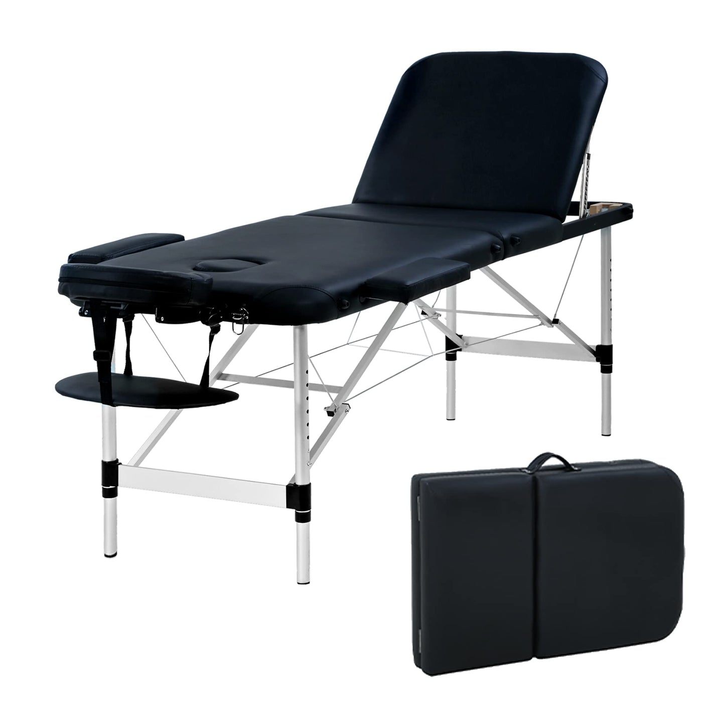BestMassage Aluminium Massage Bed Portable Massage Table 24 inch Wide Lash Bed Height Adjustable 3 Folding Spa Table with Non-Woven Bag for Spa Footmassage Facial CareSpa Tattoo