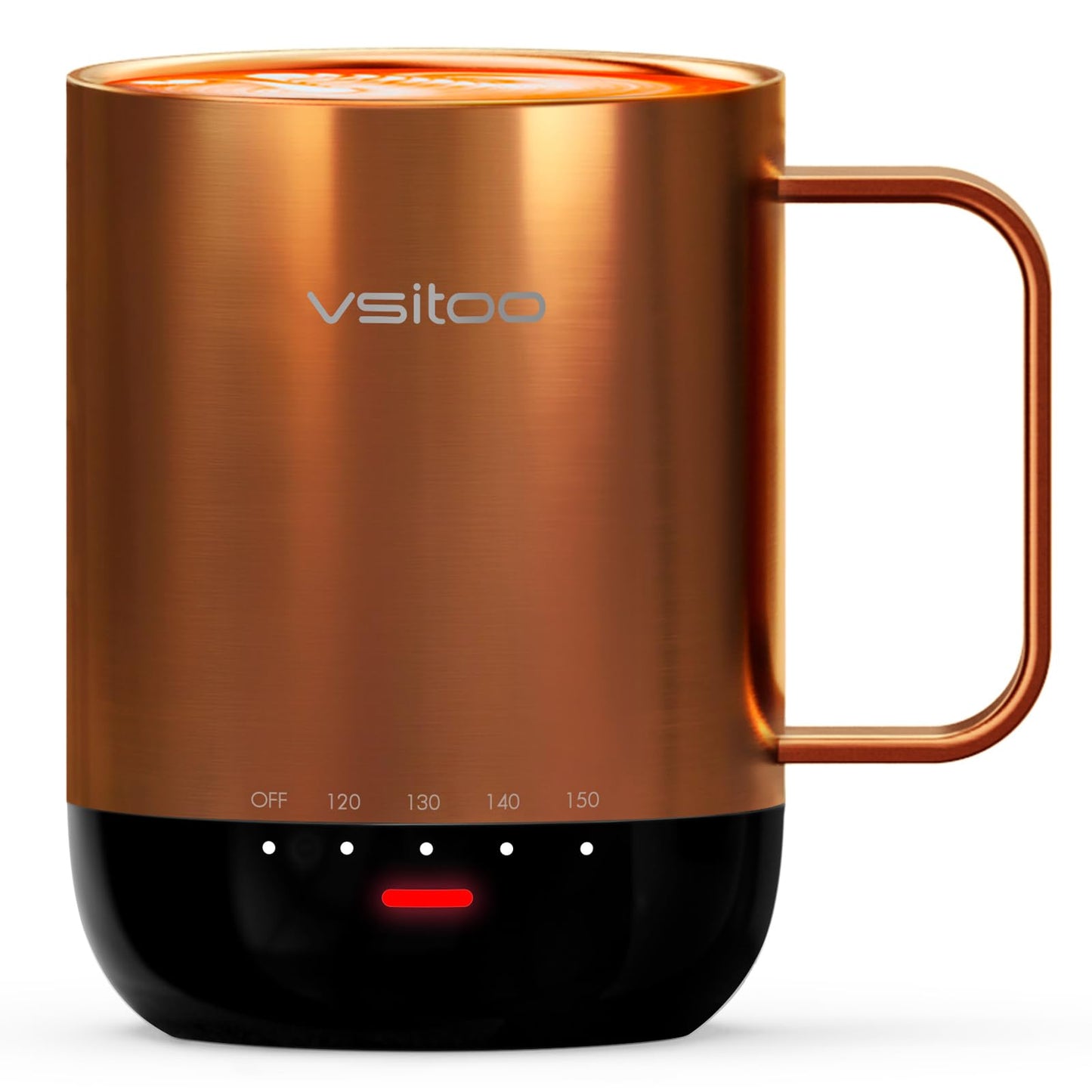 Vsitoo S3 Pro 14oz Smart Self Heating Coffee Mug,Heated Coffee Mug with Auto-Sensing AI Heats Drinks to 120-150°F Hands-Free.Perfect for Home/Office,Ideal Gift fo Men/Women，Copper