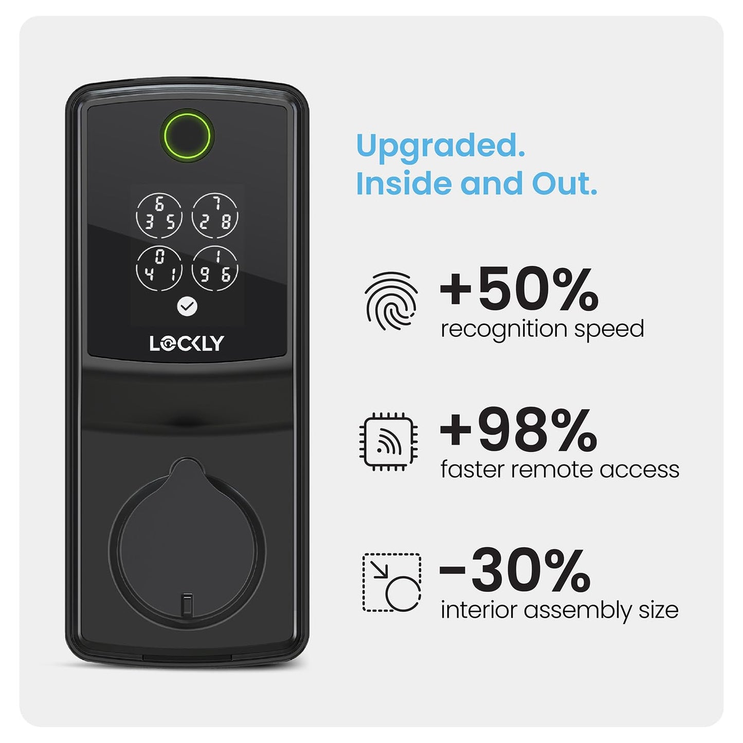 Lockly Secure Pro (Latest Version), Smart Lock with Built-in Wi-Fi, New-Gen Fingerprint Door Lock, Keyless Entry Deadbolt, PIN Genie Keypad, Auto Lock, App Remote Control, Easy Installation