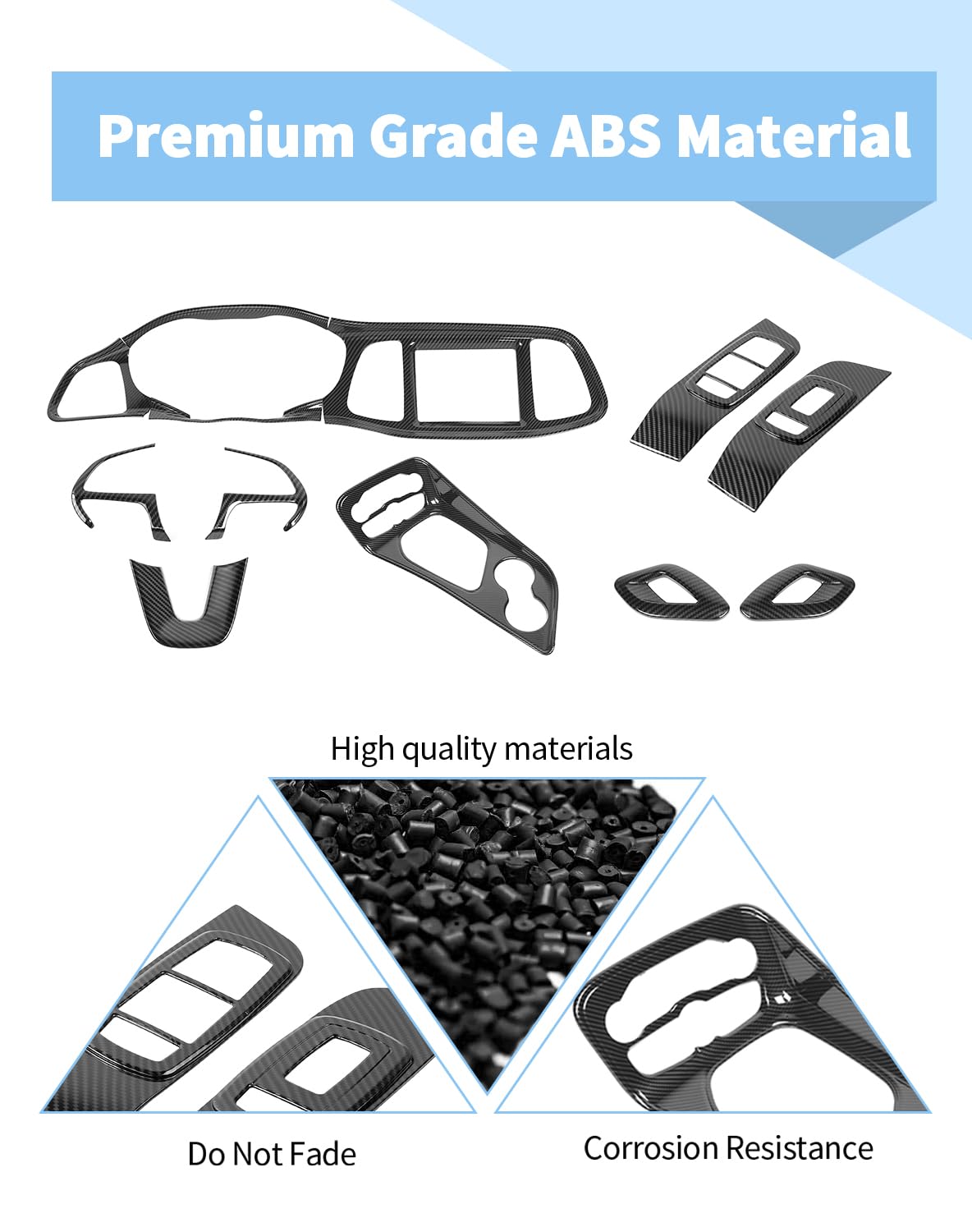 Voodonala Carbon Fiber Interior Trim Kits Compatible with Dodge Challenger 2015-2024, Center Console Dash Gear Shift Steering Wheel Window Lift Control Panel Cover