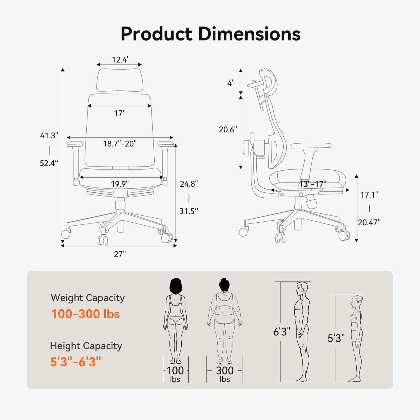 Newtral Ergonomic Office Chair - Home Office Desk Chair with Adaptive Lumbar Support, with Footrest, 4D Armrest, Adjustable Seat Depth & Height
