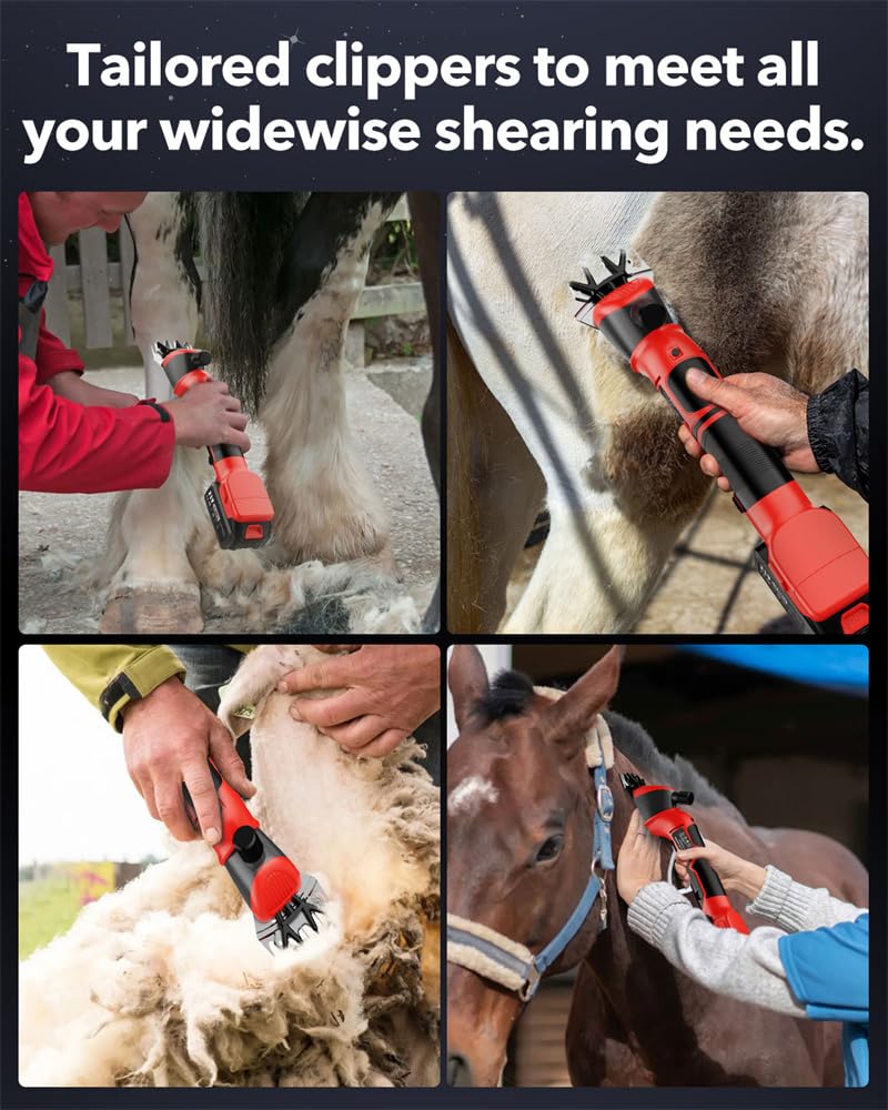 YEACHA Sheep Shears, 20V Horse Clippers Cordless, 2x4.0Ah Batteries Brushless Clippers, Heavy Duty Electric Shears, Horse Grooming Kit for Thick Coat