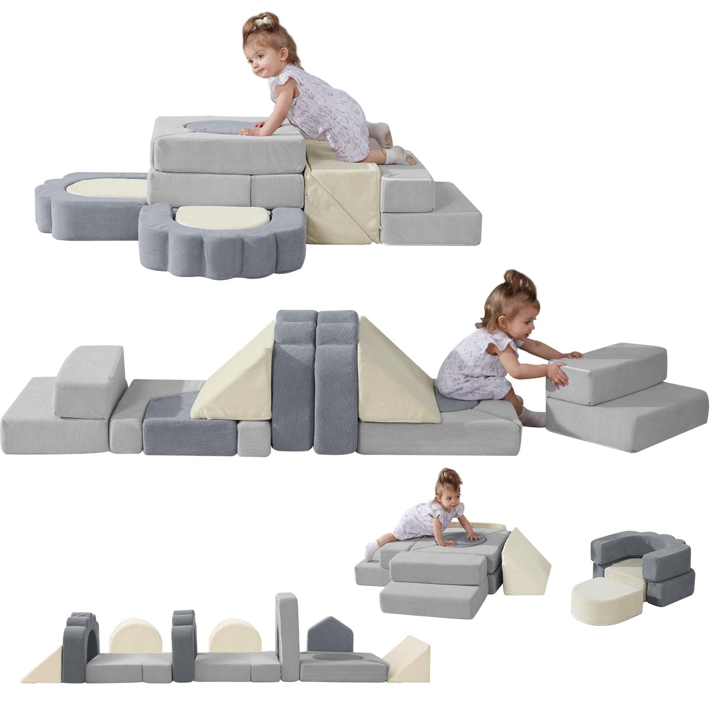 HAHASOLE Foam Climbing Toys for Toddlers, 13pcs Climb and Crawl Activity Playset, Soft Play Climbing Blocks for Toddlers, Indoor Crawling Sliding Toys, High-Density Foam Play Structures for Playroom