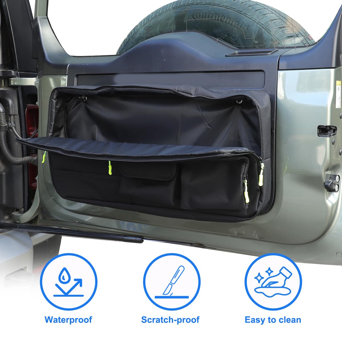 Car Tailgate Storage Bag Compatible with Land Rover Defender 90 110 130 2020-2025 Back Door Panel Storage Pockets Box Multi-Compartment Oxford Cloth,Rear Door Tool Kit Organizer Storage Pockets
