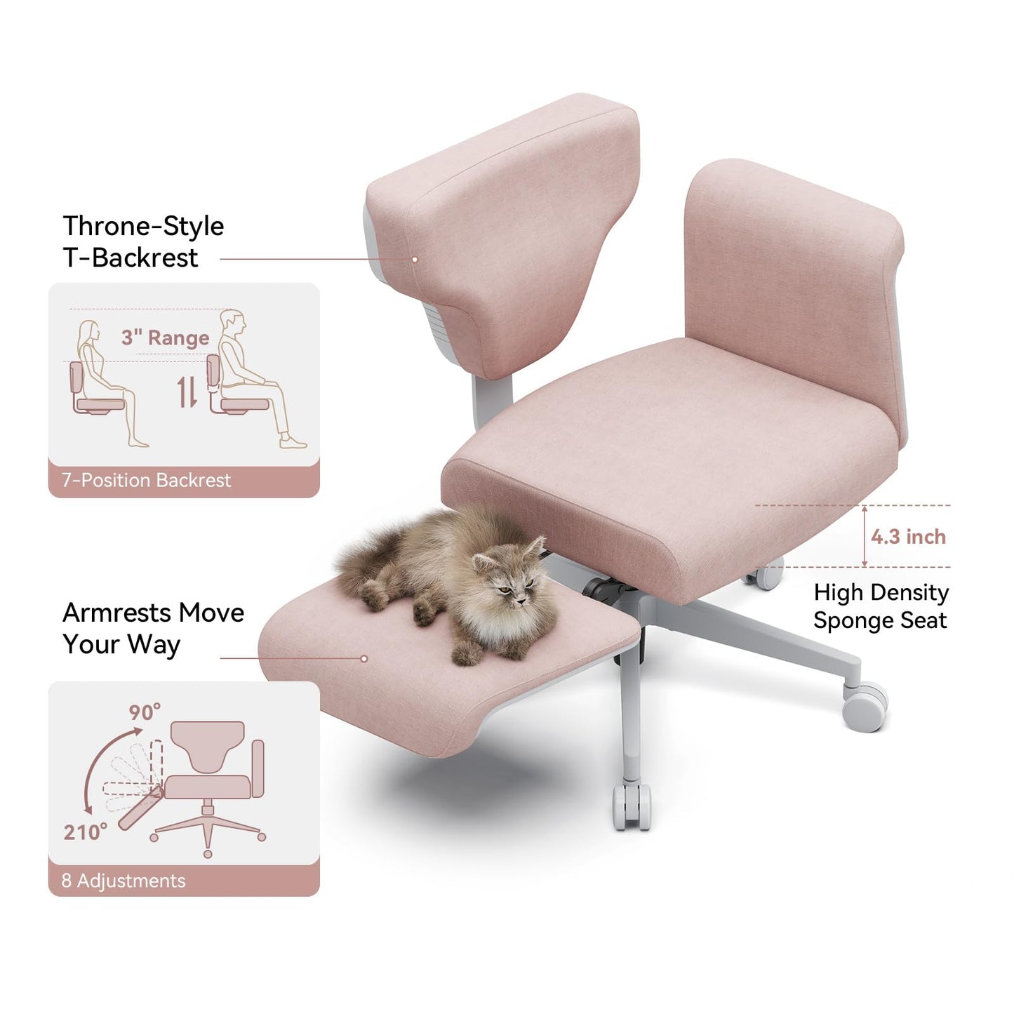 Newtral Criss Cross Chair with Wheels & Armrests, Cross Legged Office Chair with Hidden Tray, Multi-Position Recliner Vanity, Portable Workstation, Ideal for Home Office,Yoga & Pet Lovers