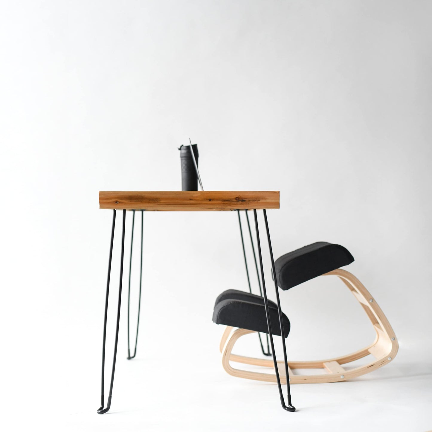 Sleekform Folding Wood Table Desk and Ergonomic Kneeling Chair