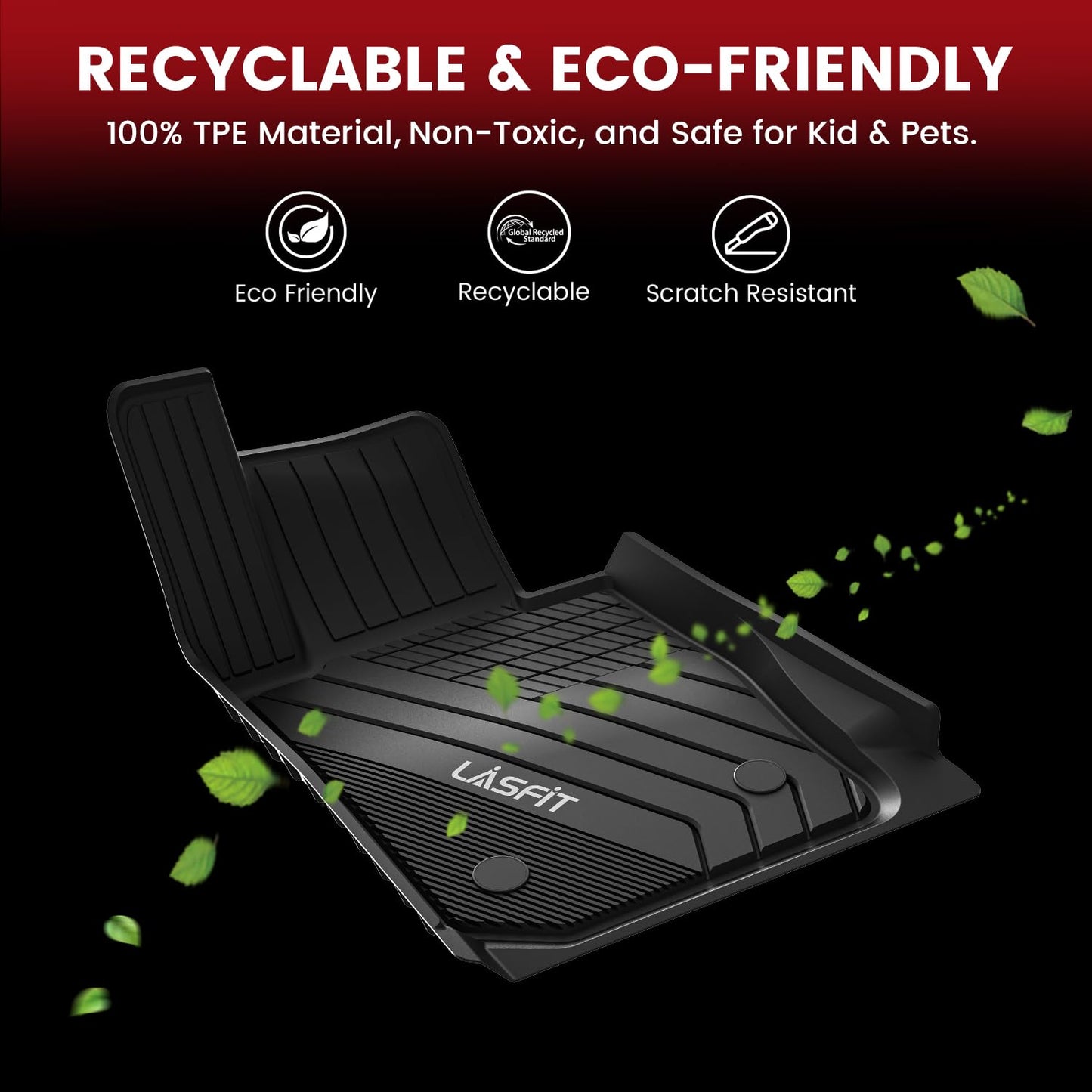 LASFIT Floor Mats 2019-2024 2025 2026 for BMW 3 Series G20 3 Series 330i 330e M3 M340i Accessories Sedan Only, Custom Fit TPE All Weather Car Liners 1st & 2nd Row Full Set, Black(NOT for GT & 2 Door)