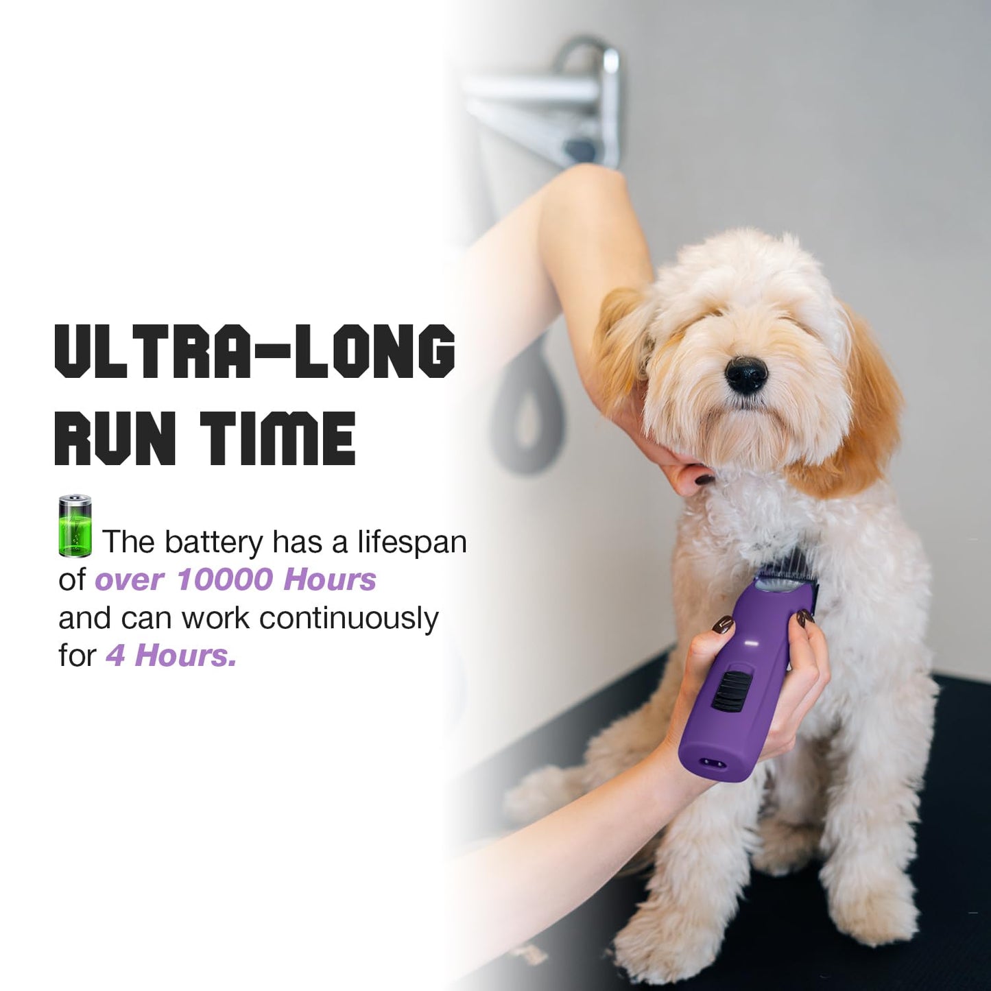 FuzzyFix Professional Dog Clippers for Grooming - 2 Speed Detachable Blade Pet Grooming Kit for Thick Curly Matted Coats - Low Noise Heavy Duty Cordless Hair Trimmer for Animal Pet Horse