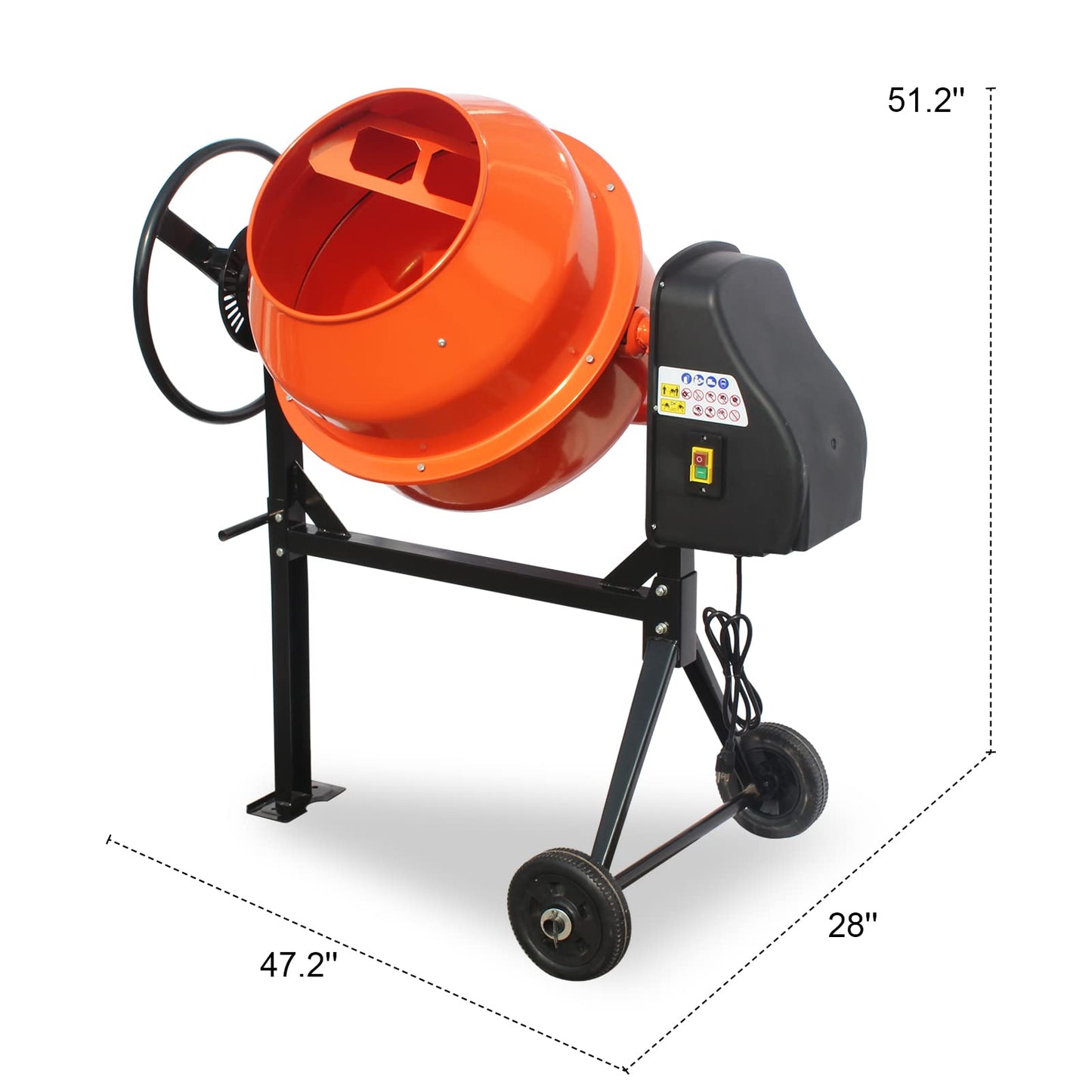 5 Cubic Ft Concrete Cement Mixer with Wheel and Stand,Electric ConcreteMixer 4/5 HP 600W Adjustable Tilt, Portable Heavy Concrete Mud Mixer Toolsfor Mortar Stucco Seeds and Fodder