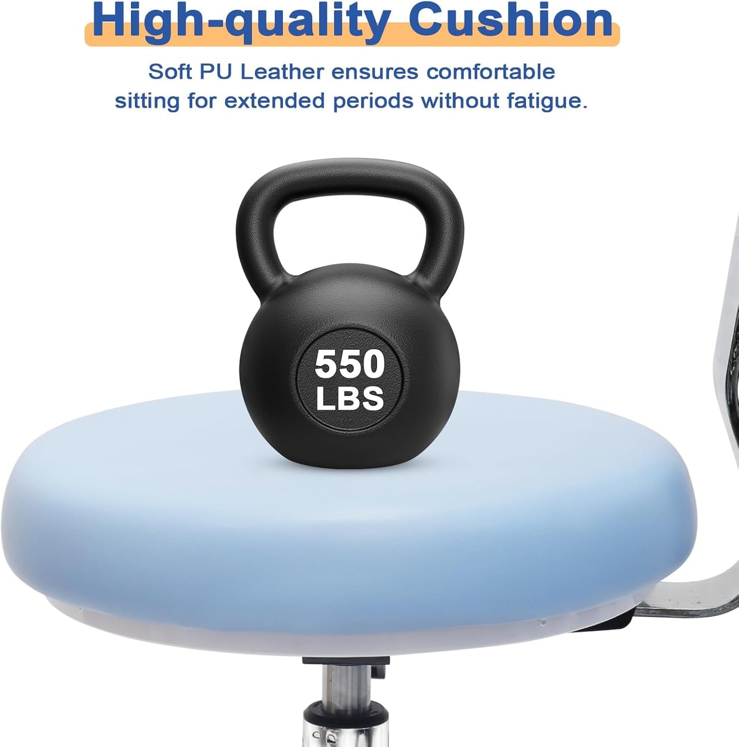 LIMKOMES Rolling Stool with Removable Footrest Lab Salon Chair Height Adjustable 360° Swivel Stool for Dentist with Unique Backrest Design