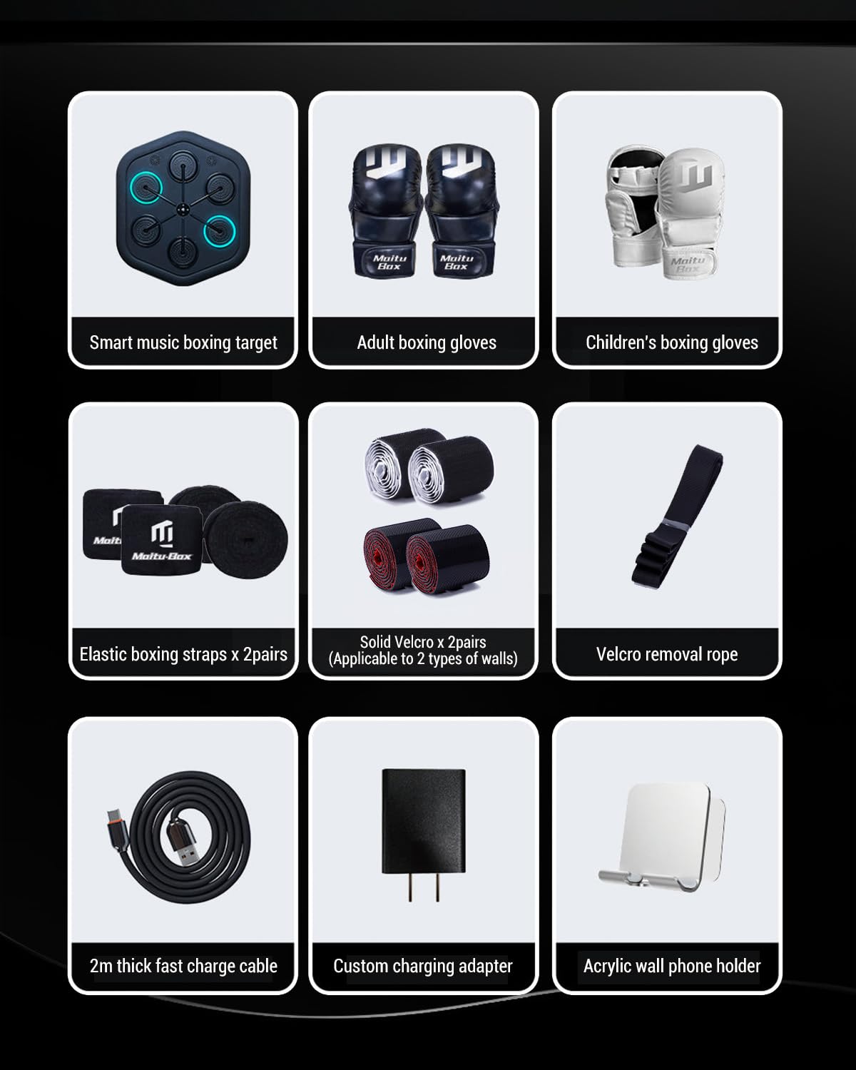 2025 Upgraded Smart Music Boxing Machine, Professional Online Boxing Lessons for Sculpting Fat Burning - 24H Standby, 160 Synced LED Lights, Wall-Mount Punching Bag for Home Gym (4th and 5th)