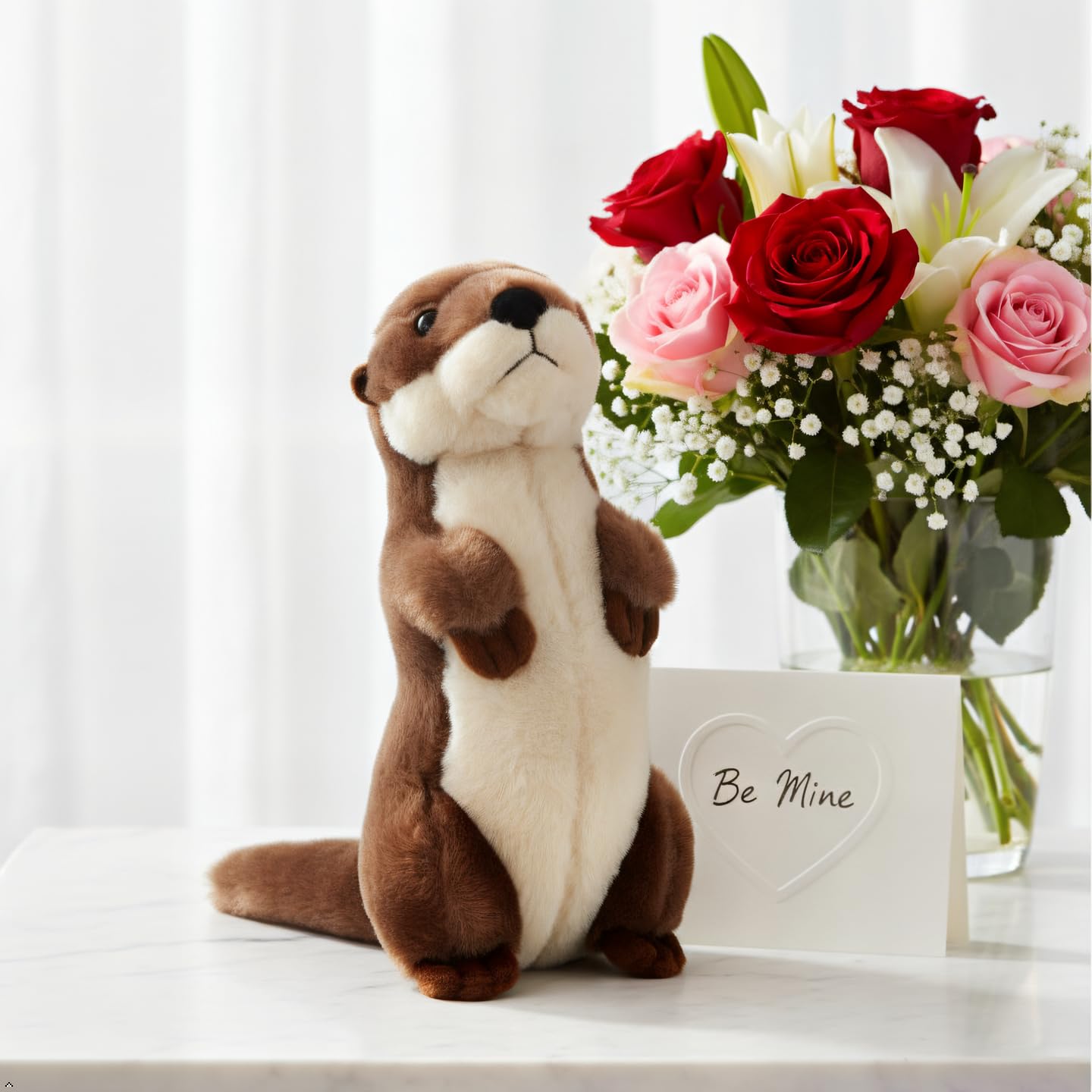 The Petting Zoo River Otter Stuffed Animal Standing, Gifts for Kids, Wild Onez Zoo Animals, River Otter Plush Toy 10 inches
