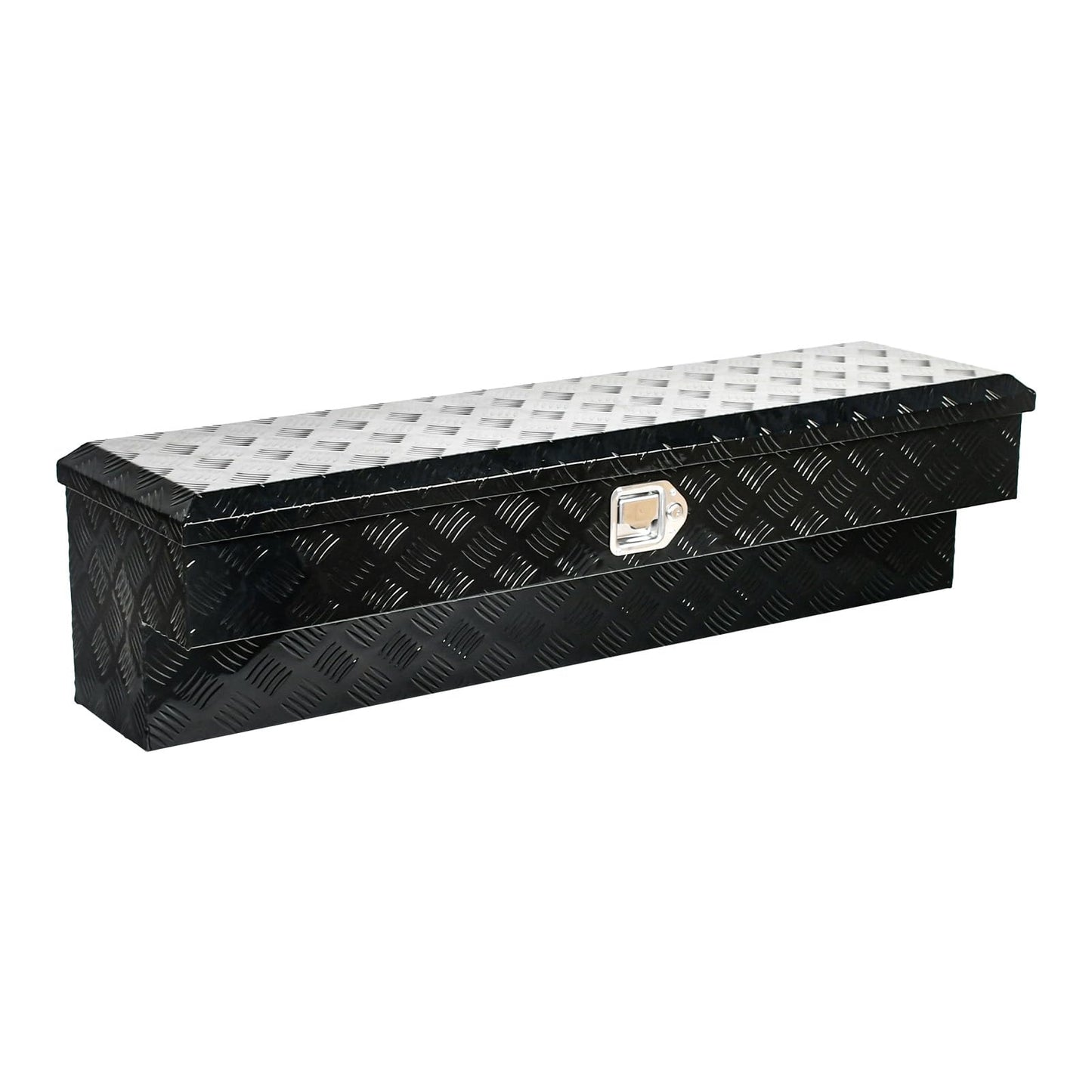 WULAZMU 48"x13.4"x13" Aluminum Truck Side Tool Box, Heavy Duty 5 Bar Tread Side Mount Tool Box with Paddle Latch & Keys, Black