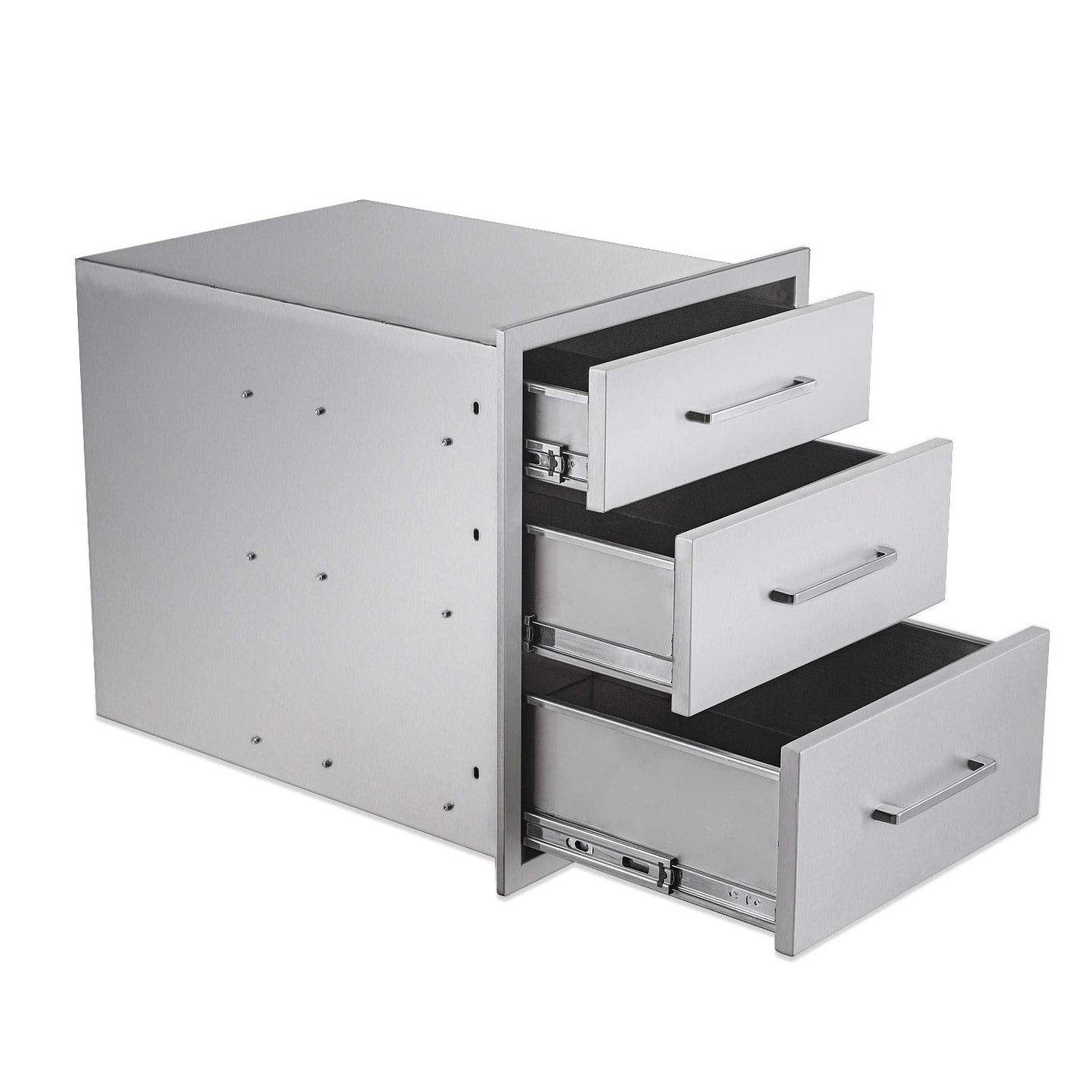 yuxiangBBQ Outdoor Kitchen Drawers Stainless Steel 3-Drawer BBQ Drawer 18" W x 21" H x 23" D Enclosed Built-in Drawer Flush Mount for Outdoor Kitchens & BBQ Islands