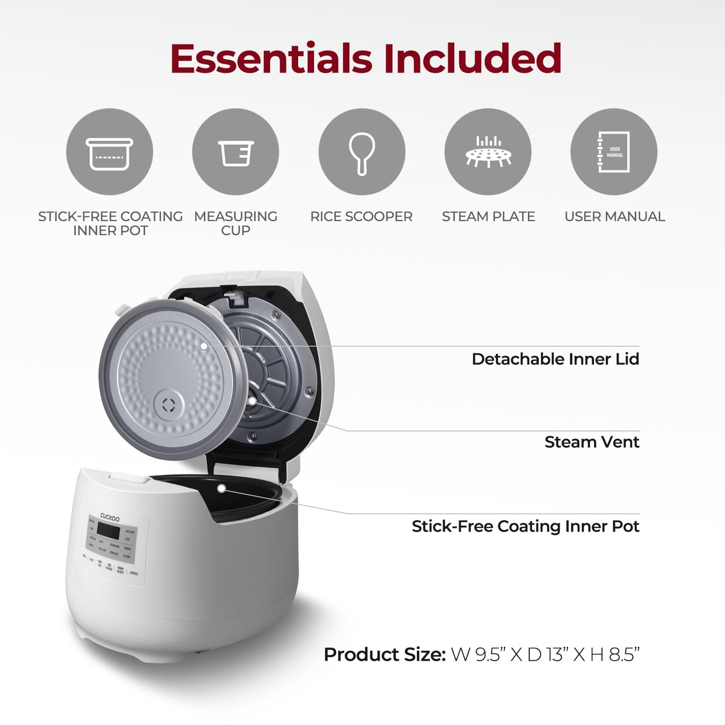 6-Cup / 1.5 Qt. (Uncooked) Micom Rice Cooker and Warmer, Steamer basket, 11 Operating Modes: White Rice, Brown Rice & More, Nonstick Inner Pot, Made in Korea, Small Rice Cooker, Multi Cooker, CR-0641F