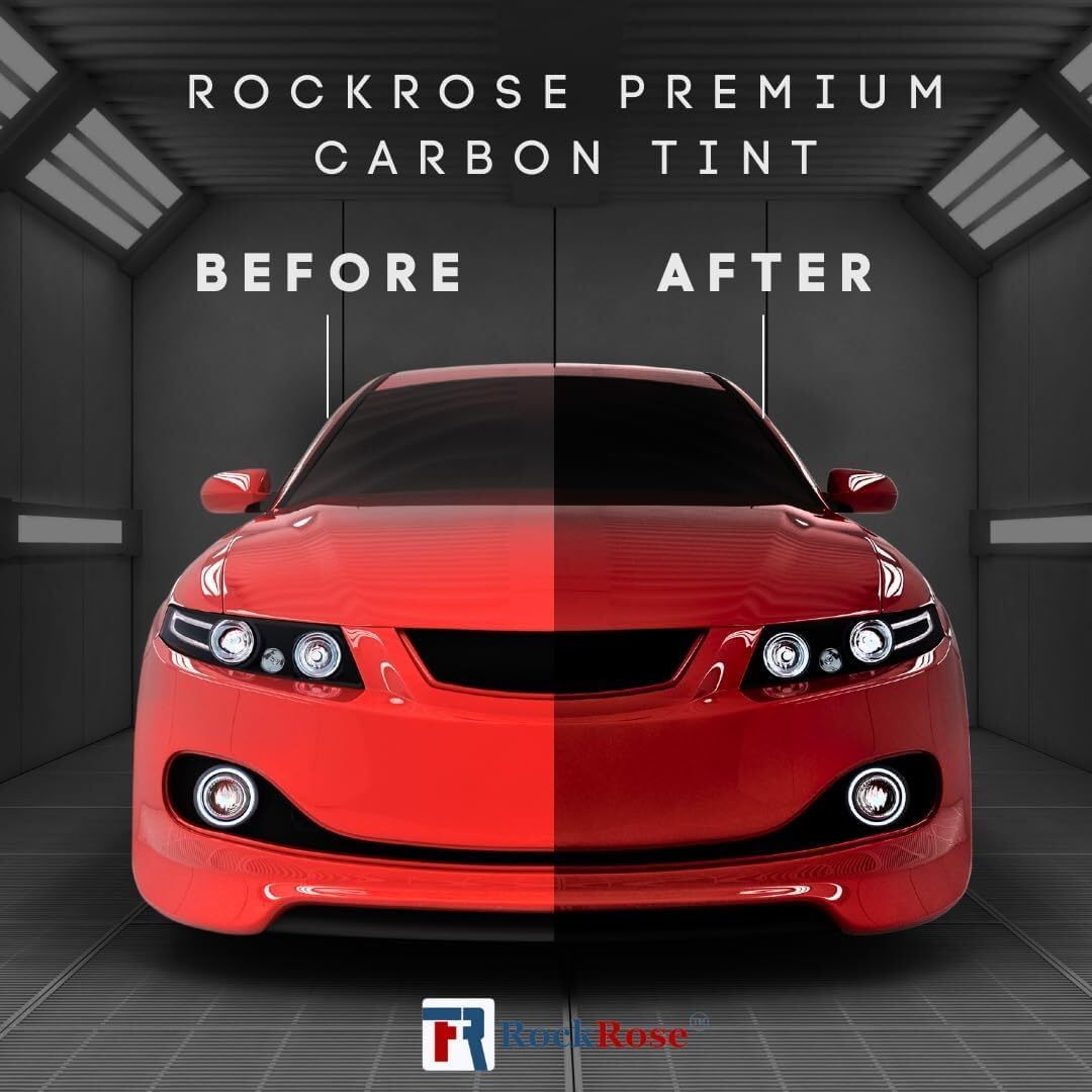 RockRose 20% Premium Carbon Car Window Tint Film 40 in x 100FT 2PLY Charcoal Privacy Film UV, Heat Blocking Tint for Car or Home Adhesive Film Easy Shrink, Plotter Friendly Pro Grade