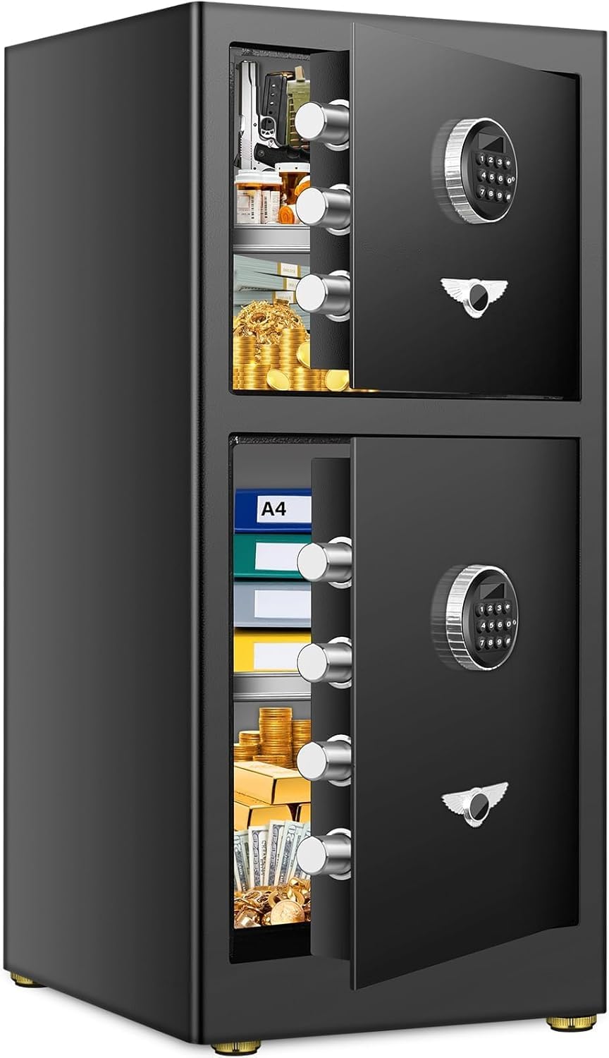 [𝟐𝟎𝟐𝟒 𝐍𝐞𝐰] 7.6 Cu Ft Extra Large Home Safe Fireproof Waterproof with [DOUBLE SAFES], Heavy Duty Digital Security Box with [Hidden Compartment], Fireproof Safe for Home Business Office USE