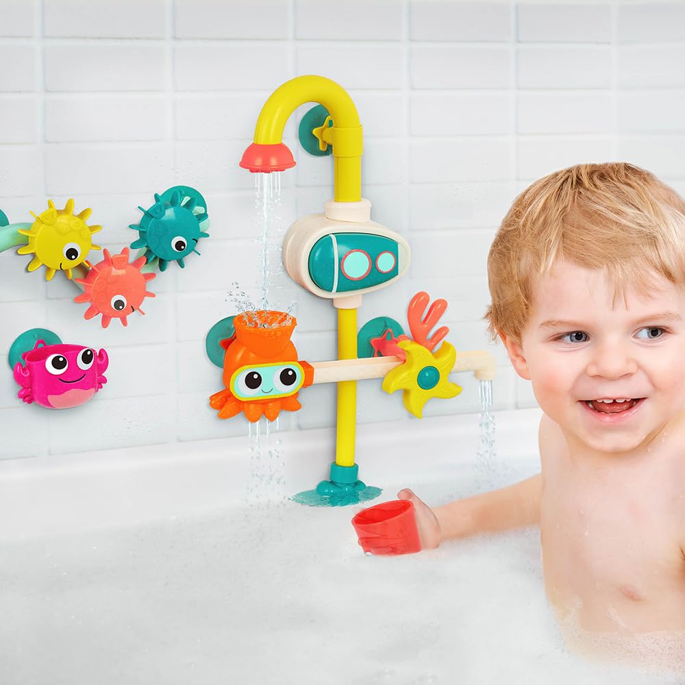 B. toys - Bath Pump Toy - Submarine Waterplay Set - 2 Pump Modes (Battery + Manual) - Drip Cup, Spinners & Gears - 10 Months + - Wonder-Full Waterworks