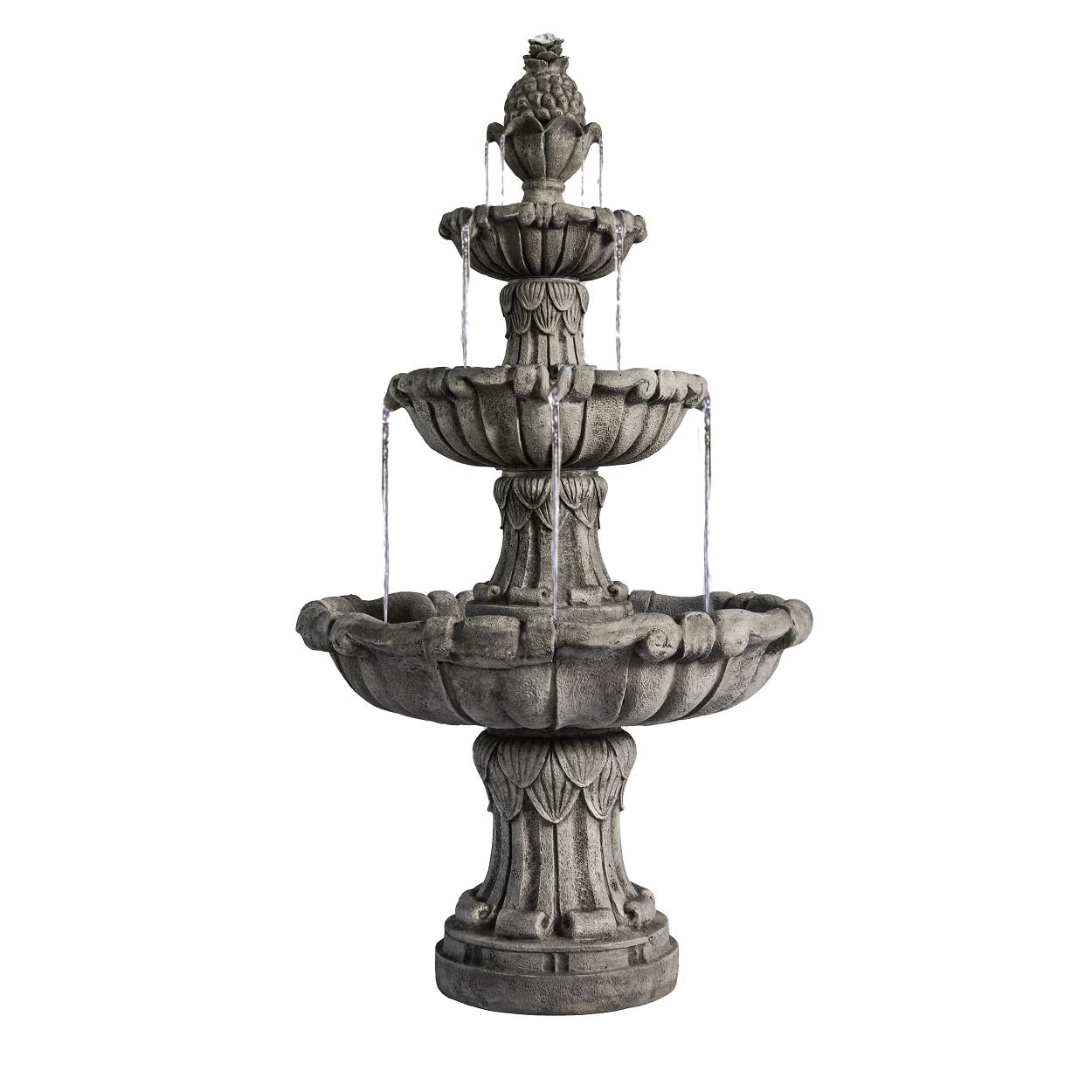 XBrand 58.3" 3-Tier Outdoor Freestanding Water Fountain - Classic Leaf Design