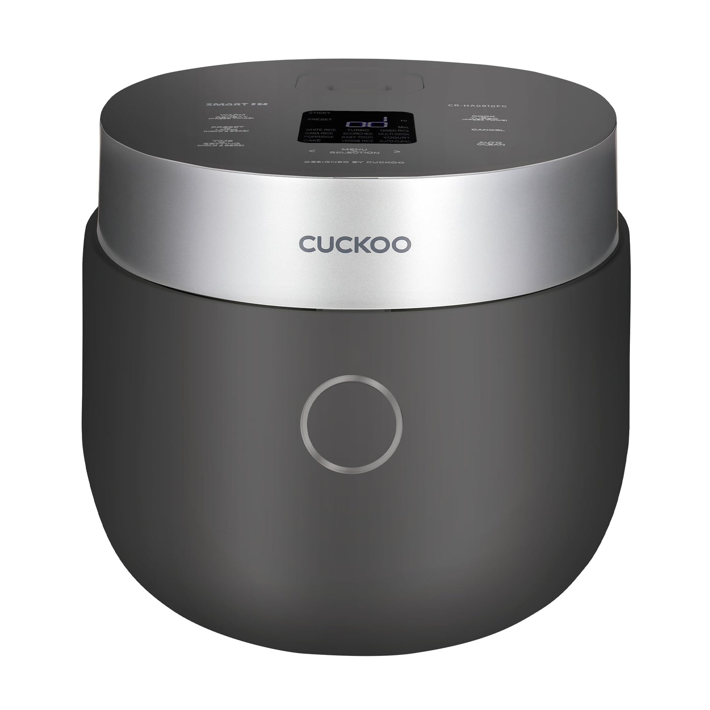 CUCKOO Non-Pressure Rice Cooker 8-Cup Uncooked / 16-Cup Cooked with Induction Heating Technology, Versatile Rice Maker with 12 Menu Options and Steam Plate, Voice Guide, Gray (CR-HA0810FG)