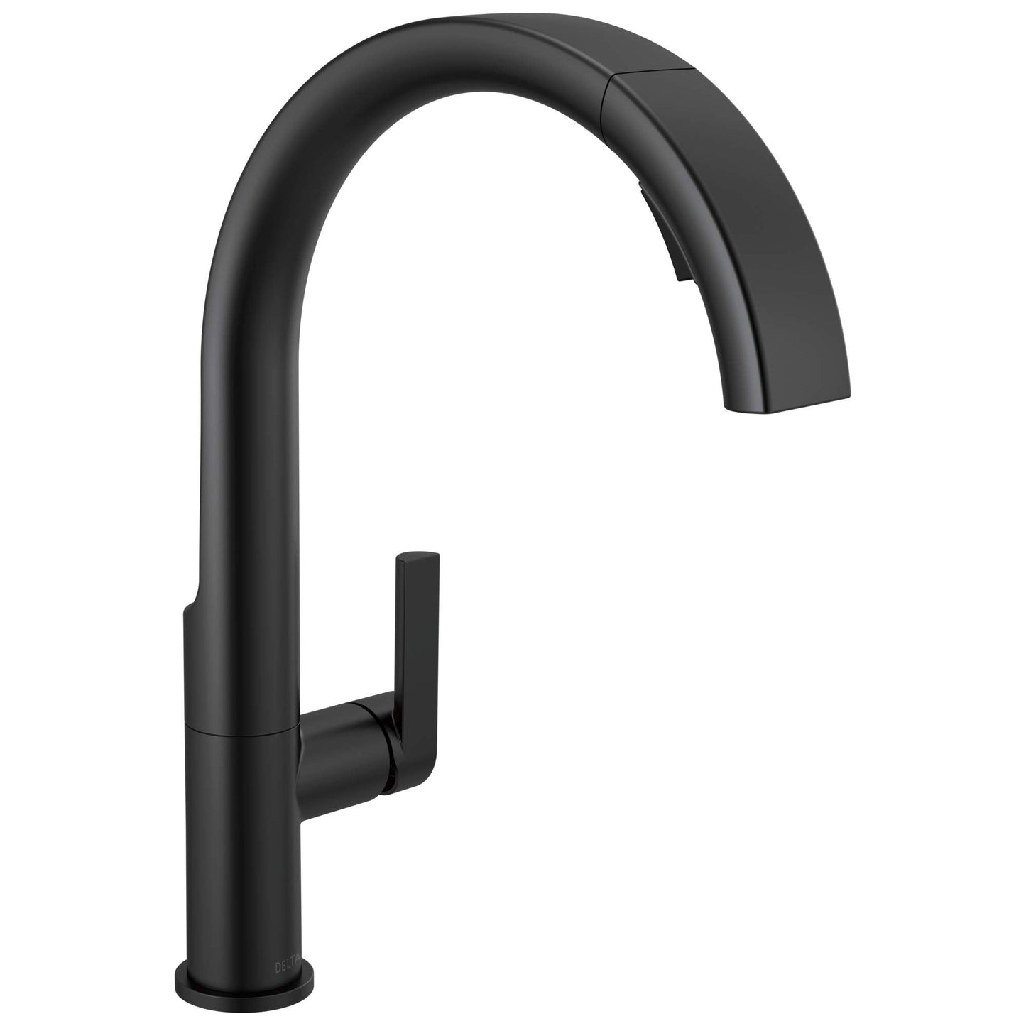Delta Keele Matte Black Kitchen Faucet with Pull Down Sprayer, Modern Single Hole Kitchen Sink Faucet, Single Handle, Matte Black 19824LF-BL