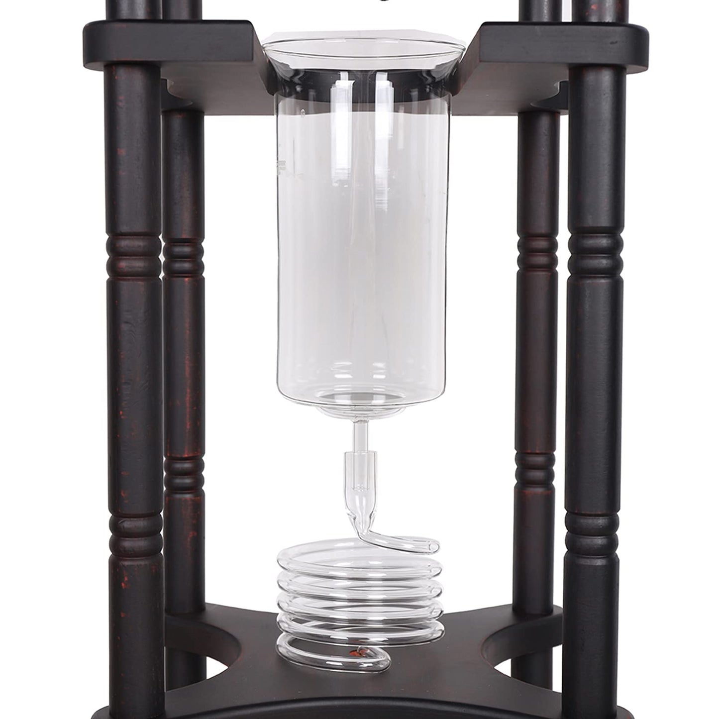 HinLIaDa Cold Drip Coffee Maker, 2.5L Large Capacity Cold Brew Coffee Tower, Slow Drip Japanese Cold Brew Maker, with Wood Straight Frame, for Home, Coffee Shop (Black)