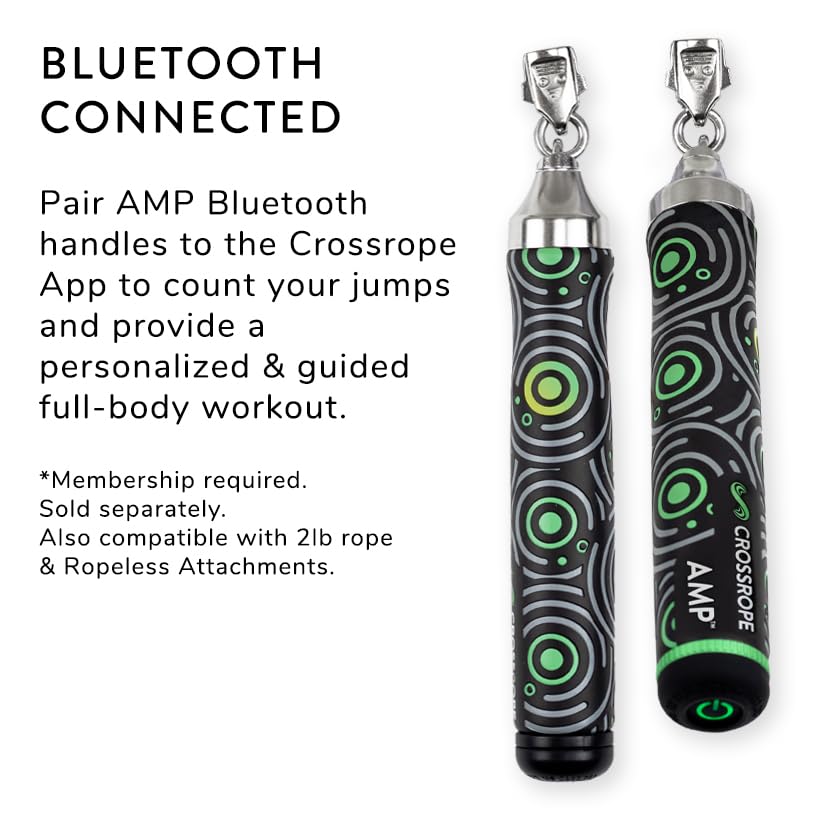 Crossrope AMP 2.0 Smart Jump Rope Set with 1/4 LB, 1/2 LB & 1LB Jump Ropes – Bluetooth-Connected, High-Intensity Fitness Training for High Calorie Burn and Cardio - Small - Membership Required