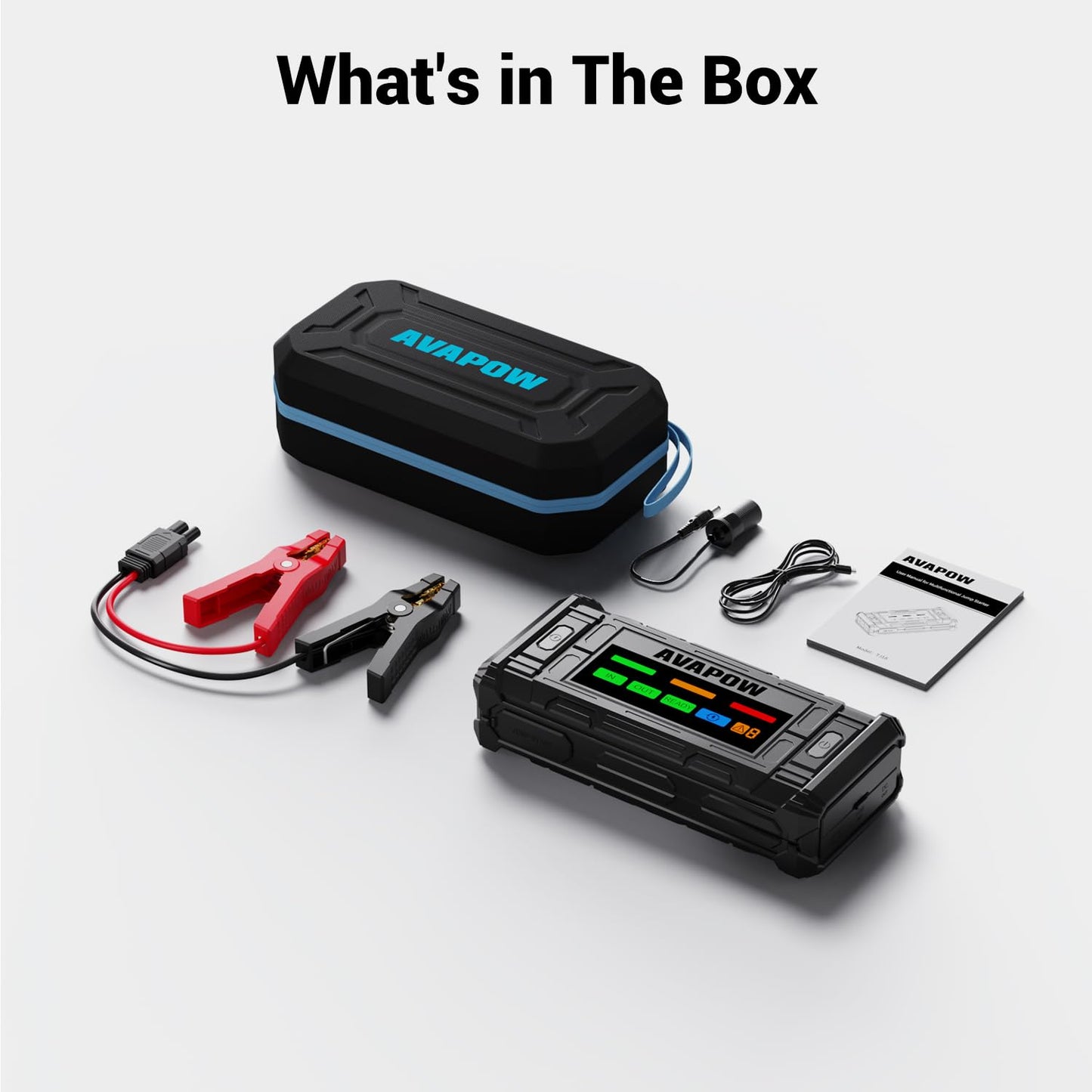 AVAPOW TJ18 5000A Battery Jump Starter Portable with 4" HD Display PD 18W Fast Charging,12V Jump Box, Car Battery Jump Starter for 8.0L Gas & Diesel Engines