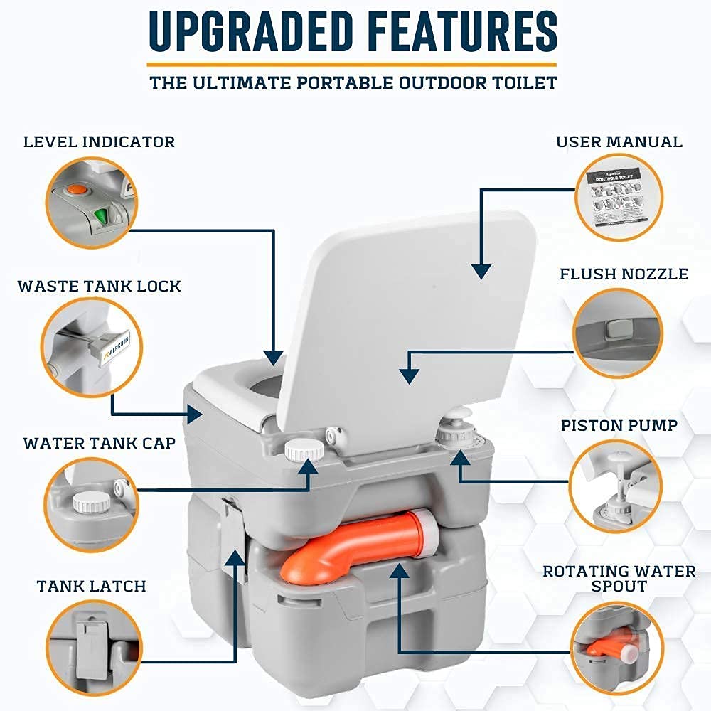 Alpcour Portable Toilet w/ Pop Up Tent - Compact Indoor & Outdoor Commode, Travel Bag for Camping, RV, Boat & More - Privacy Tent for Portable Toilet, Shower and Changing Room