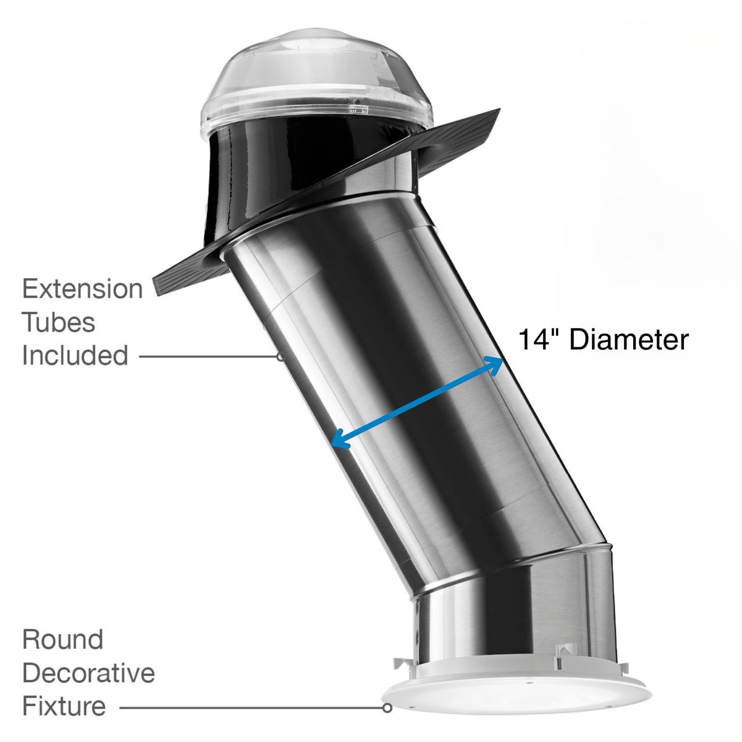 Solatube® 290DS 14-inch Wide Tubular Skylight Kit with 2 x 20 Long Extension Tubes | Solar Tube for Natural Daylight, Energy-Efficient Illumination, Interior Lighting, and Home Improvement