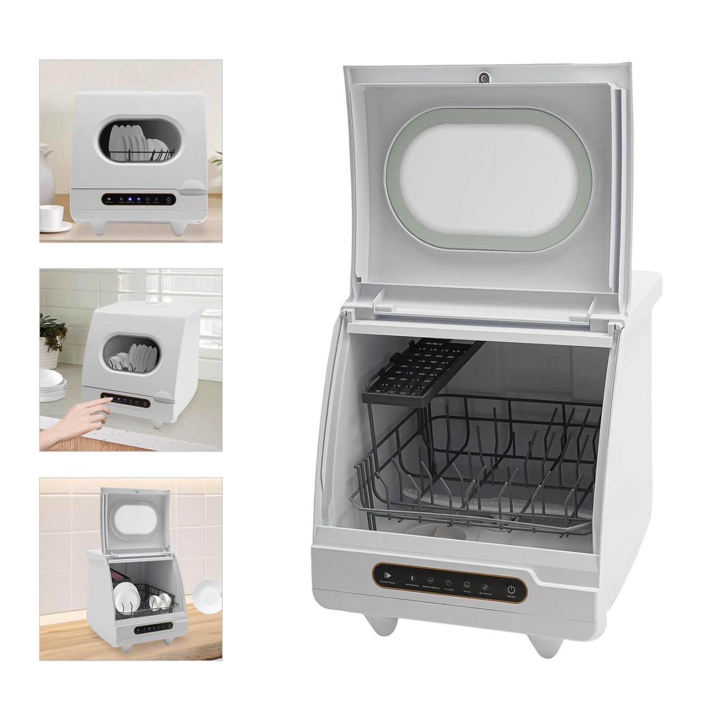 Countertop Dishwasher Portable Dishwasher with 5L Built-In Water Tank Mini Dish Washer with 5 Washing Programs and 360° Dual Spray for Small Apartments and Rvs