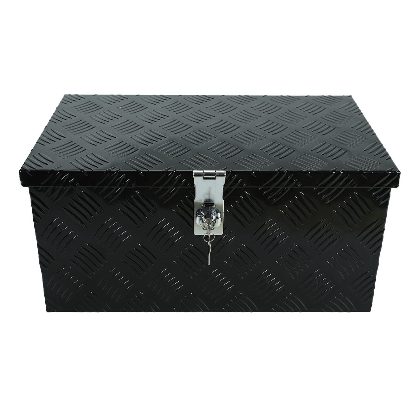 Gooeap 20 X 12 X 9.45 Inch Black Aluminum 5 Bar Tread Tool Box Truck Car Outdoor Trailer Pickup Underbody Toolbox, RV Storage Organizer, Underbed Tools Organizer With Lock & Keys