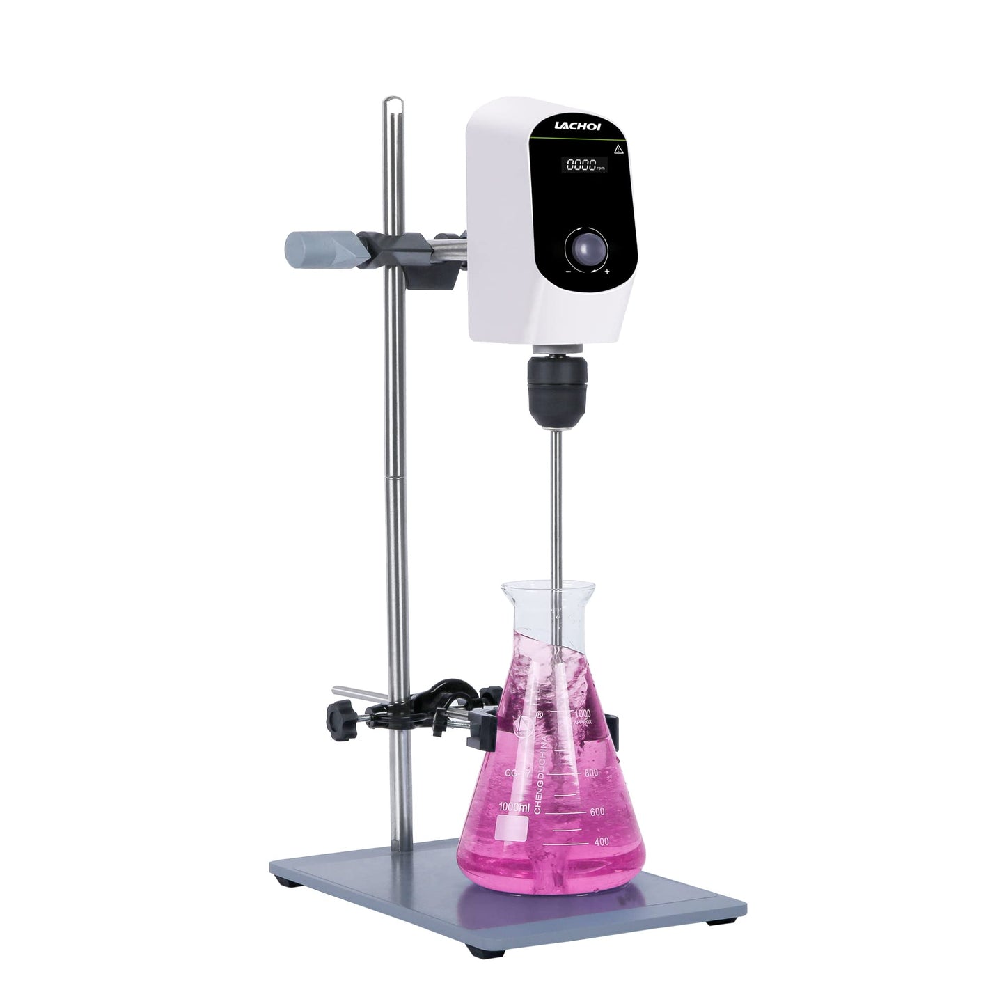 LACHOI Electric Overhead Stirrer Mixer 100-2000RPM Max.20L(H₂O) LCD Display Digital Overhead Stirrer Mixer 10000mPas Powerful Lab Stirrers Mixer with Stirring Rod and Stand(Max.20L H₂O)