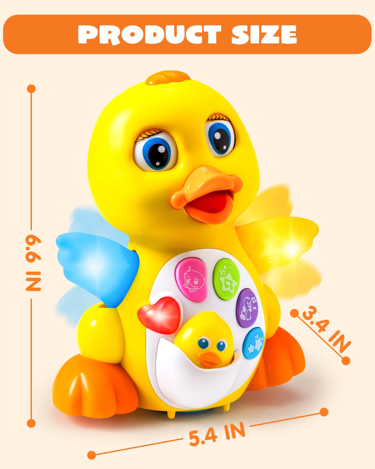 JOYIN Baby Toys Duck, Infant Dancing Crawling Musical Toys 18+ Months, Tummy Time Light Up Learning Duck with Music & Lights, Baby Easter Basket Stuffers Gifts